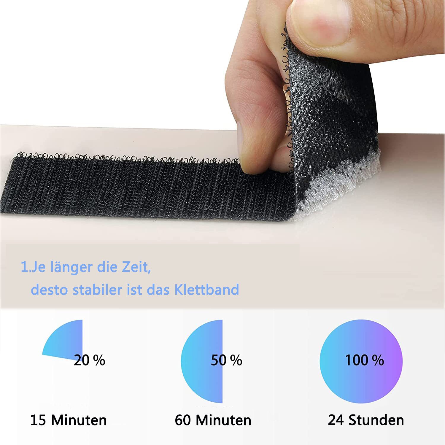 Minicloss Klettband Selbstklebend Extra Stark, Klebepads Doppelseitig, (30-St), Klettverschluss Selbstklebend 3 x 10cm, Schwarz