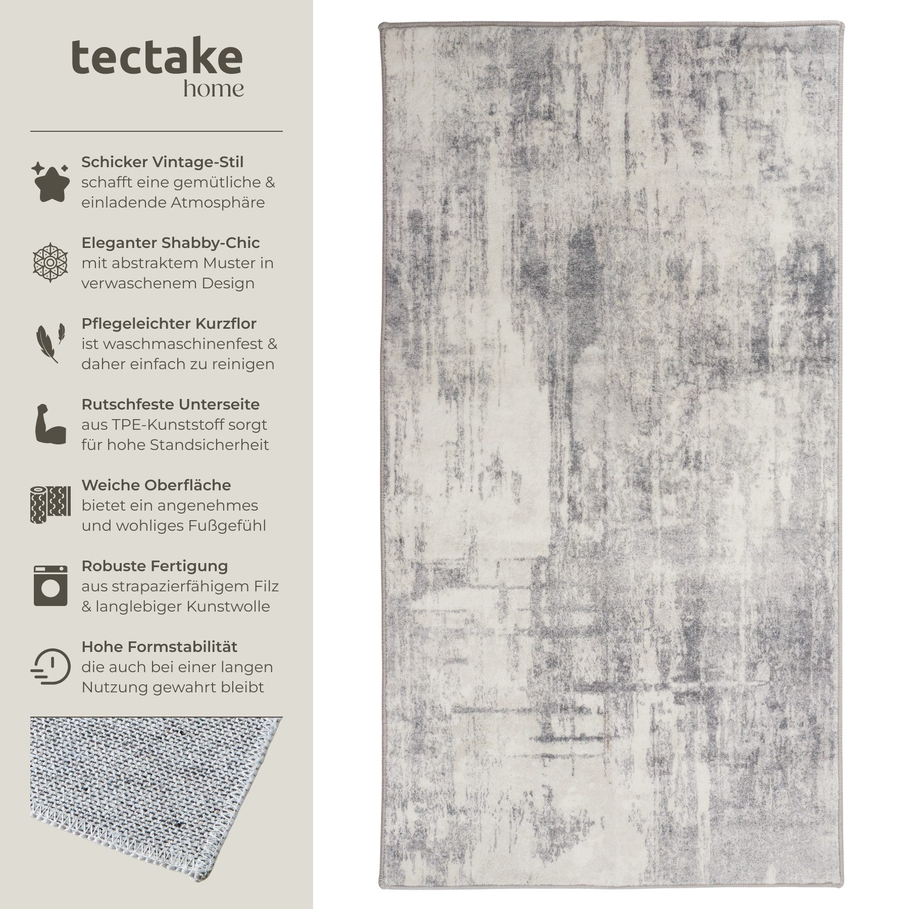 tectake Teppich Vintage Designer Teppich, Eckig, Höhe: 0.6 mm, verschiedene günstig online kaufen