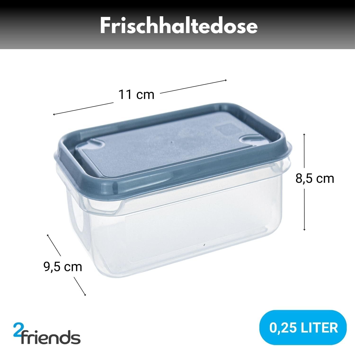 Centi Frischhaltedose Vorratsdosen BERLIN – 250 ml –, Kunststoff, (4er-Set), rechteckig – 9,5 × 11 × 8,5 cm – stapelbar
