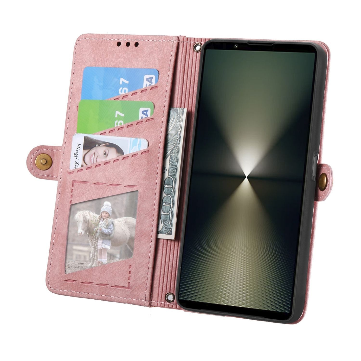Wigento Handyhülle Für Sony Xperia 10 VI 6. Gen Kunst Leder Book Tasche Schutz Hülle Case