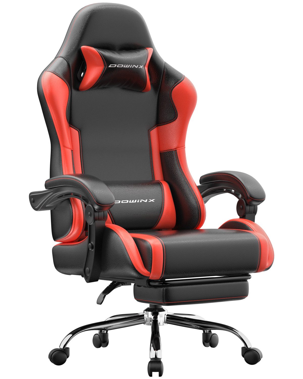Dowinx Gaming-Stuhl Bürostuhl Massage Sessel mit höhenverstellbaren Linkage-Armlehnen (Packung), ergonomischer Gamer Stuhl mit Fußstütze, Gaming Chair bis 180 kg