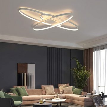 ZMH LED Deckenleuchte Dimmbar Deckenlampe Modern Weiß/Schwarz Wohnzimmerlampe, LED fest integriert, Dimmbar, Mit Fernbedienung, Hochwertig Material, Geometrisches & Kreatives Design