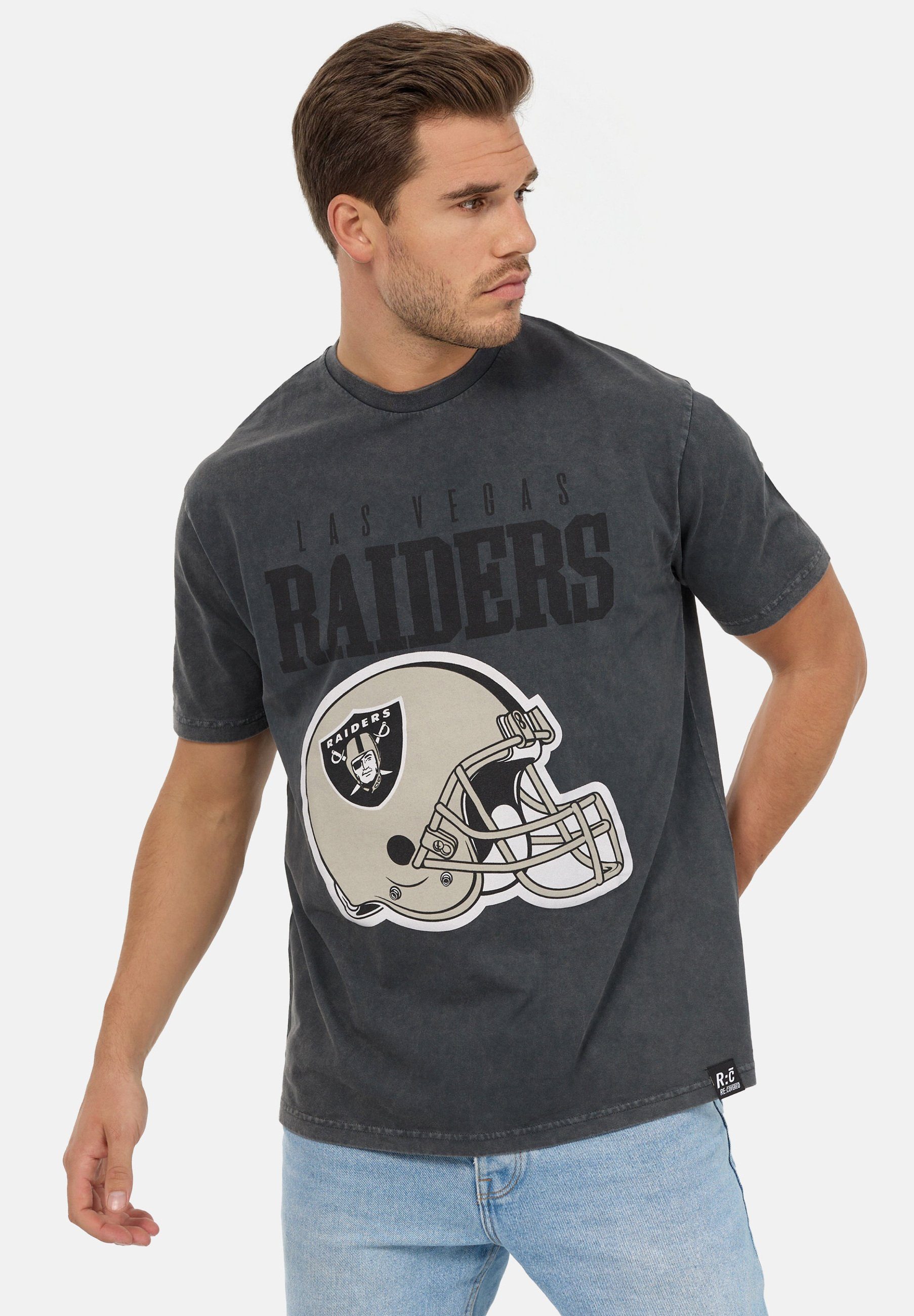 Recovered T-Shirt NFL Raiders Helmet Washed Relaxed GOTS zertifizierte Bio-Baumwolle