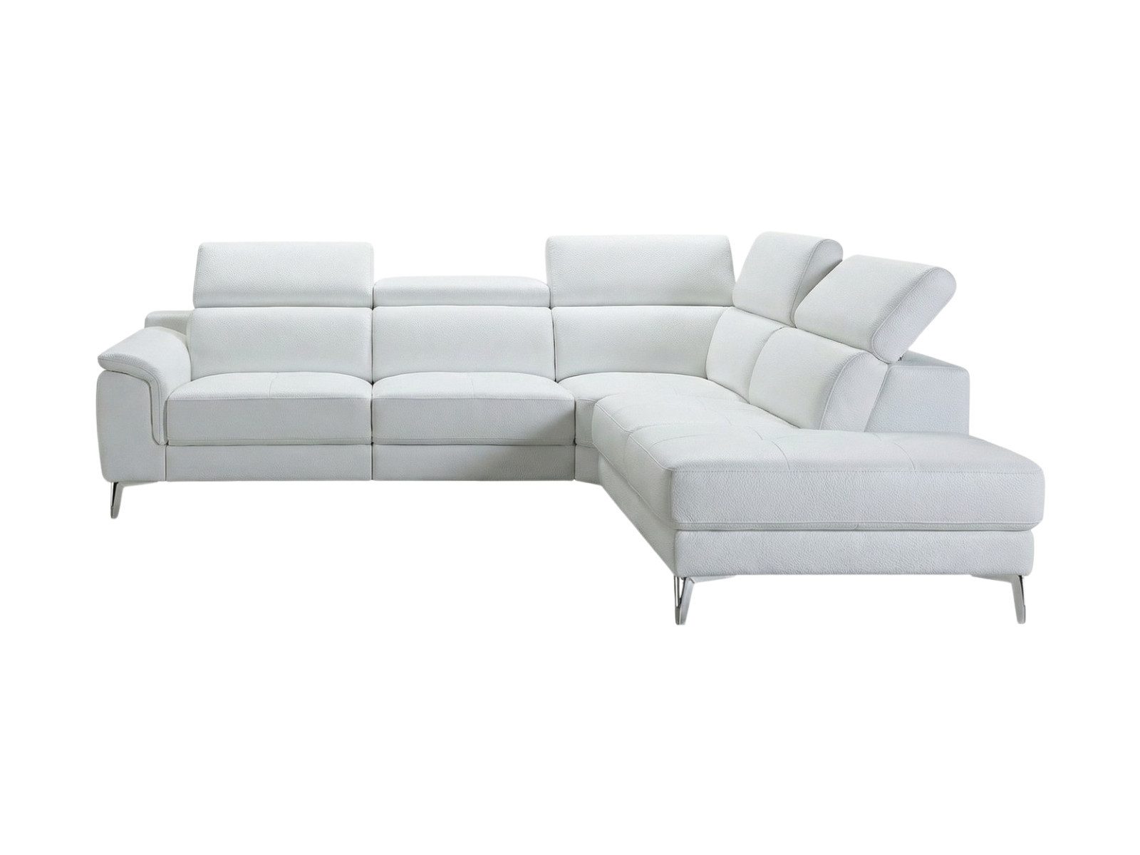 Villa Möbel Ecksofa Jardin, L-Form 1 Teile, Echtleder-Ecksofa mit Kopfteilverstellung fürs Wohnzimmer