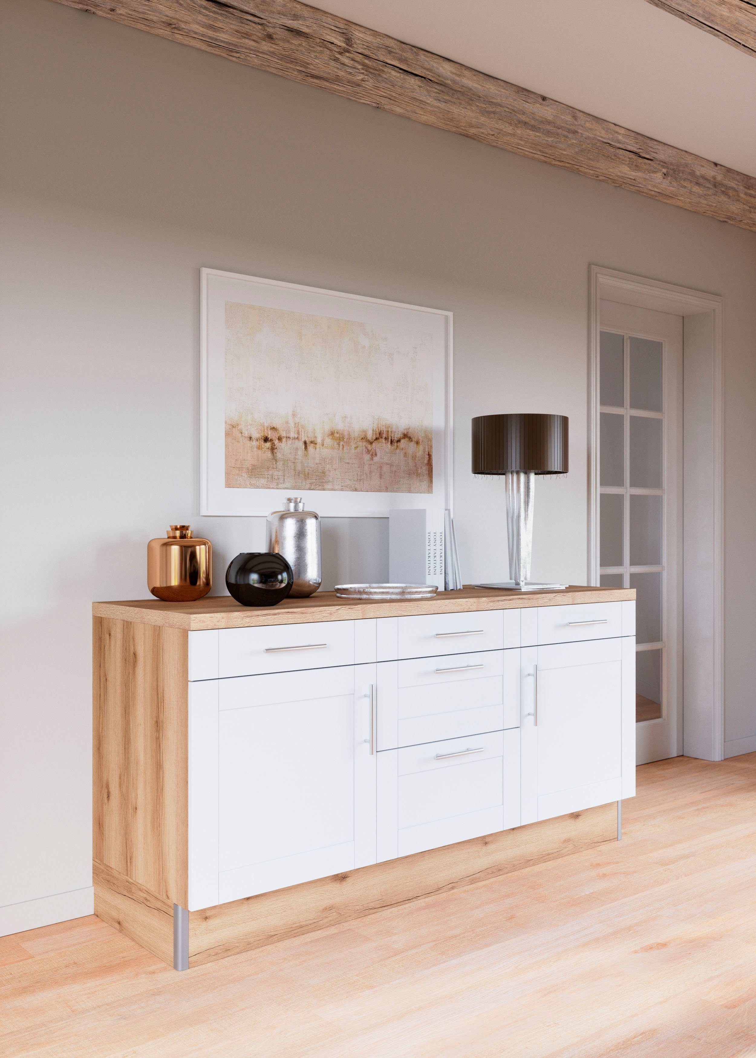 OPTIFIT Küche Ahus, 180 cm breit, ohne E-Geräte, Soft Close Funktion, MDF Fronten