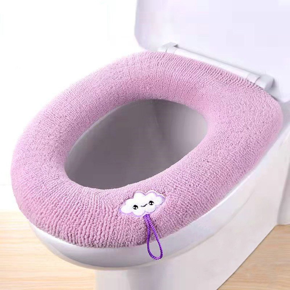 Zaewry Dusch-WC-Sitz 2 Stück Toilettensitzbezug Waschbar mit Griff weiche WC Deckelbezug – Bild 2 von 5