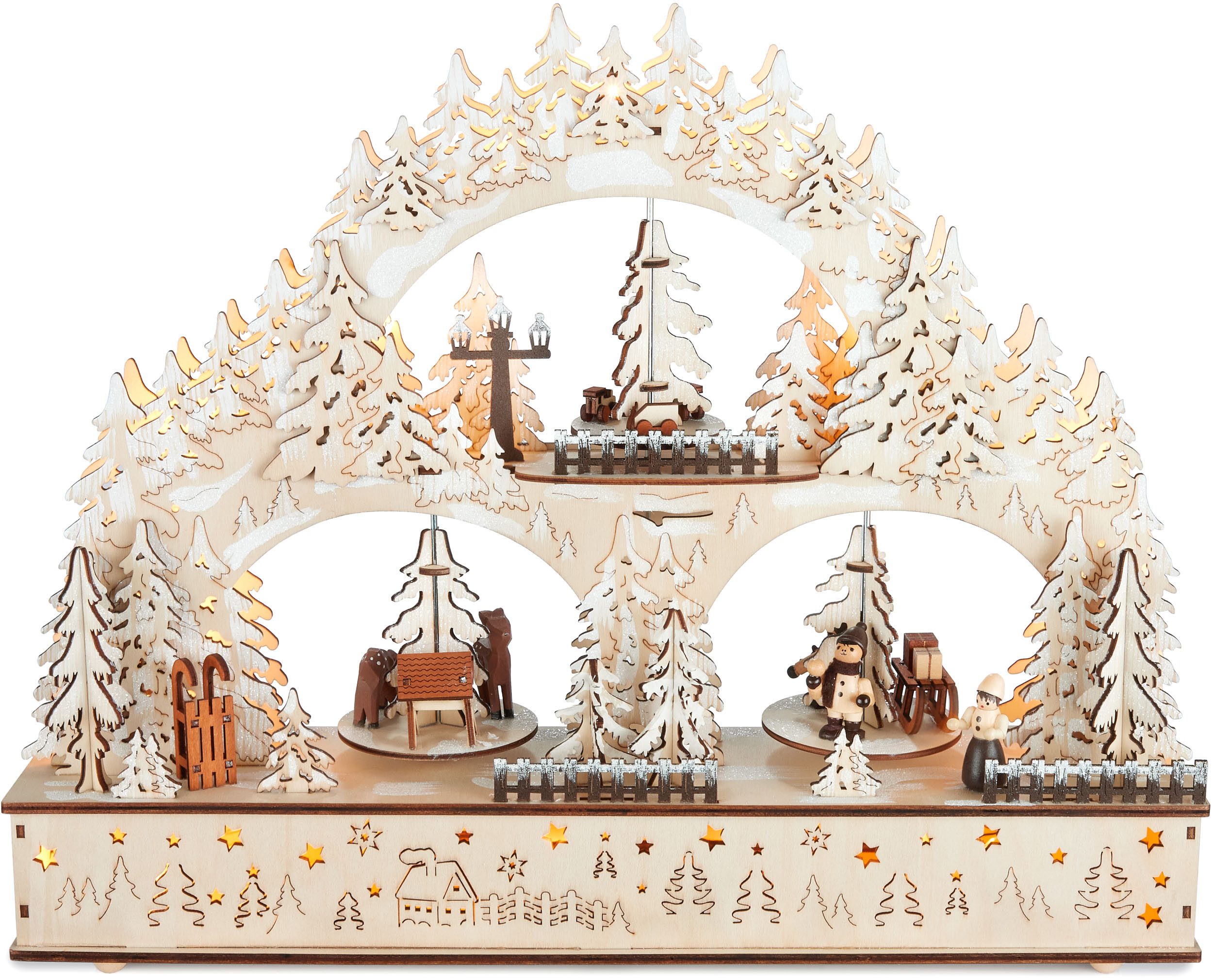 BRUBAKER LED Schwibbogen 3D Lichterbogen - Winterlandschaft - Holz Weihnach günstig online kaufen
