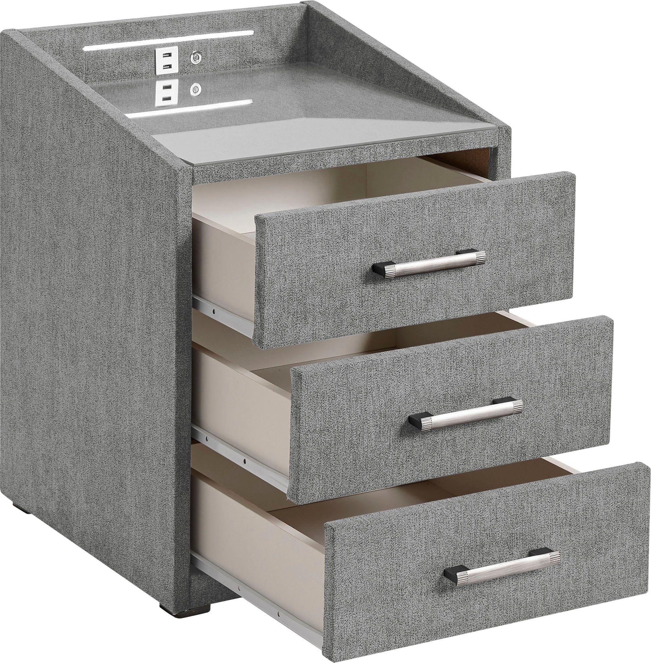 ED EXCITING DESIGN Nachtkonsole Moon, mit LED-Beleuchtung und USB-Anschluss & USB-C-Anschluss