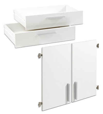Composad Schranksystem Türen-/Schubkastenset, STAMPA, 4-teilig, Weiß Hochglanz, 2 Türen und 2 Schubladen für Regale