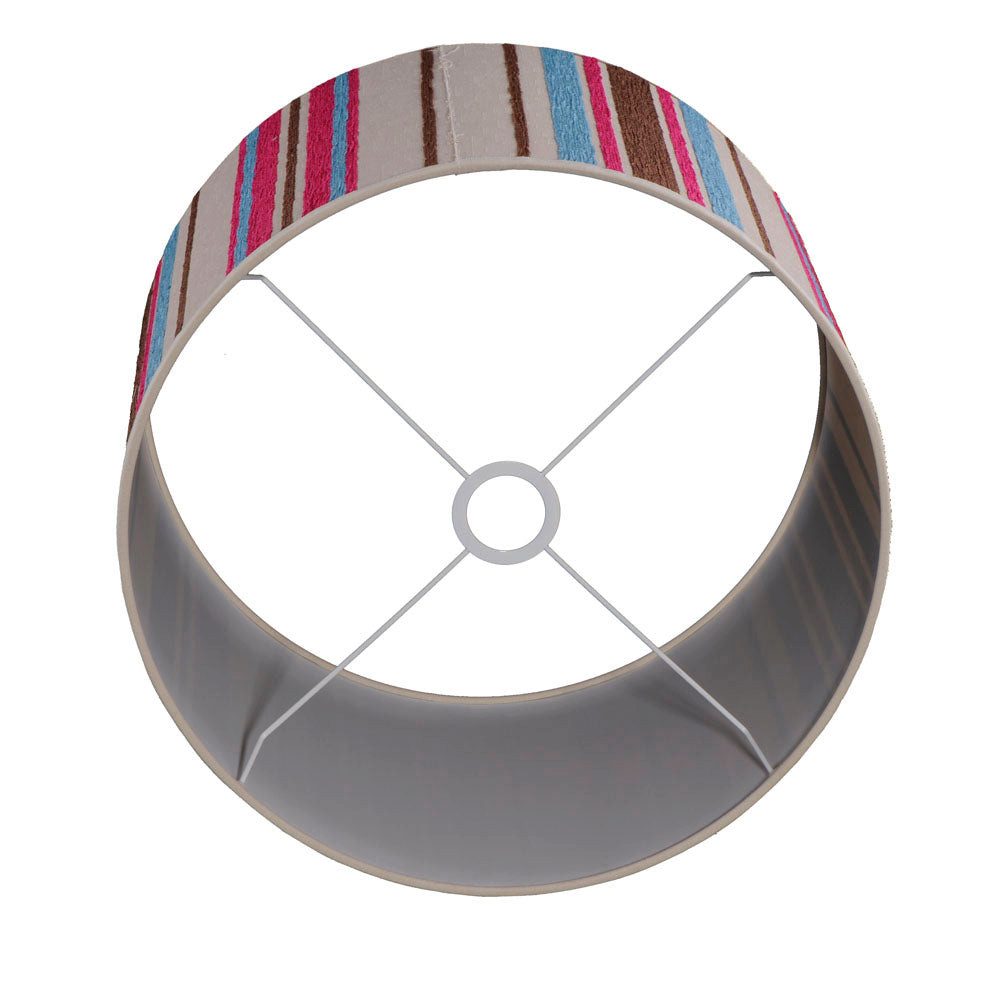 Dirk Davids Leuchten GmbH Lampenschirm Lampenschirm Zylinder Rivera Leinen Beige Streifen Bunt TL 40-40-25, Mehrfarbig gestreift