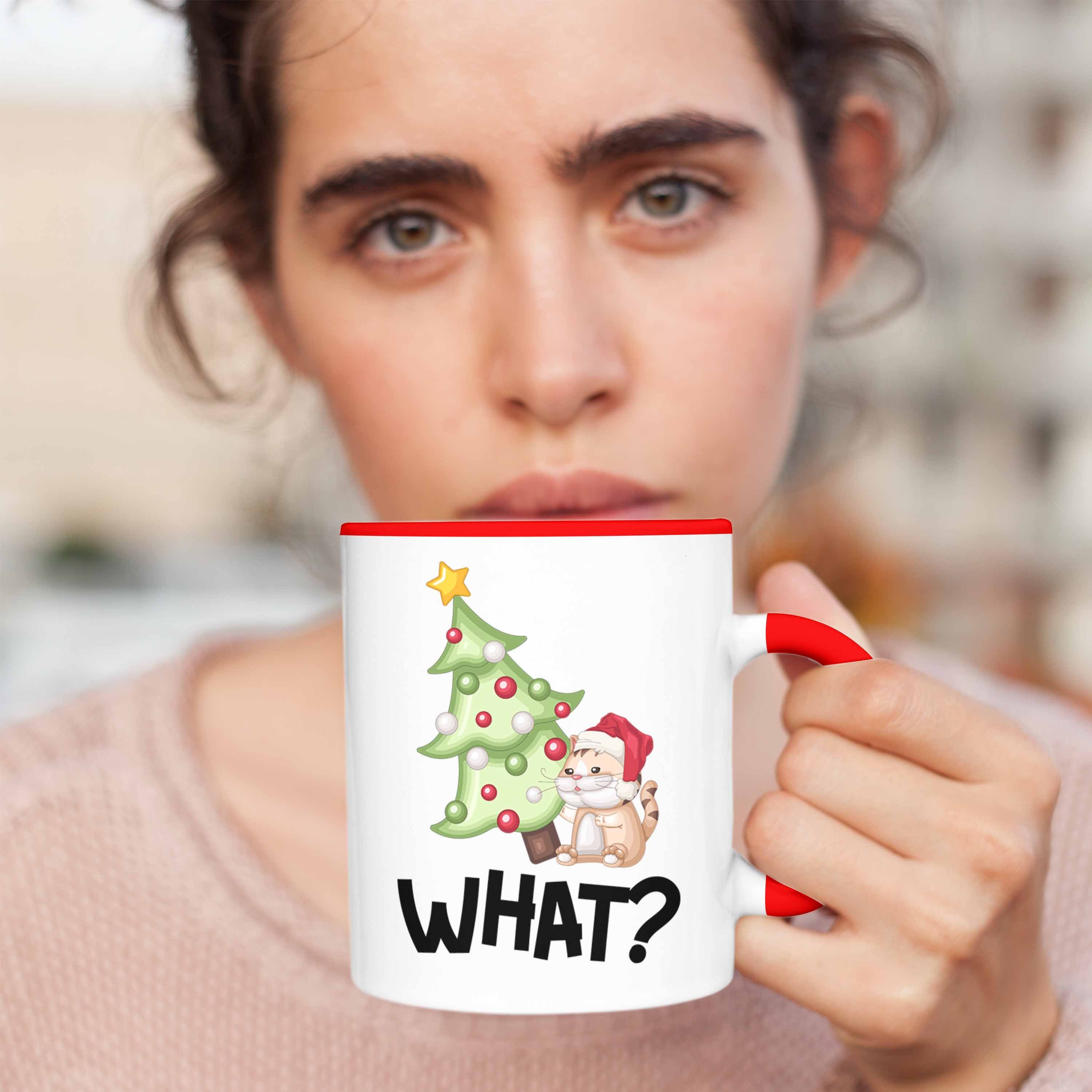 Trendation Tasse Geschenk Lustige W Grafik Rot Katzen-Besitzer Tasse für Katzen Weihnachten