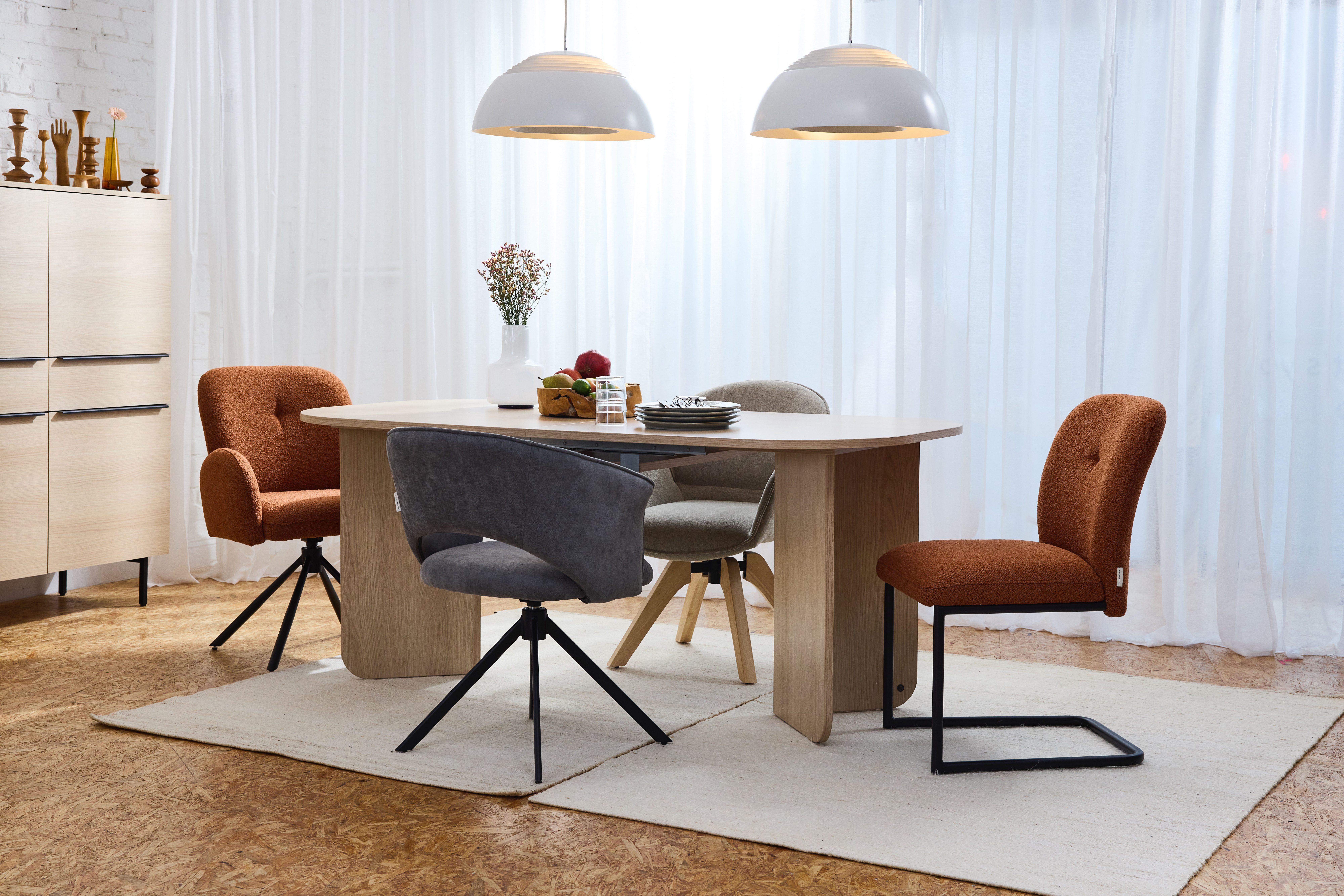TOM TAILOR HOME Armlehnstuhl PEBBLE ARMCHAIR (Set, 2 St), Esszimmerstuhl, mit Armlehnen, 4-Fußgestell, 140 kg belastbar, drehbar
