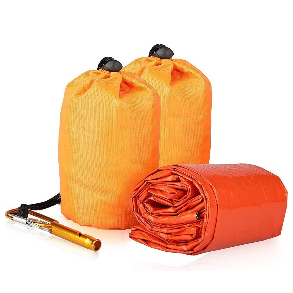 Kälteschutz Rettungsdecke, 2 Premium Notfall Biwak-Sack Survival Schlafsack 