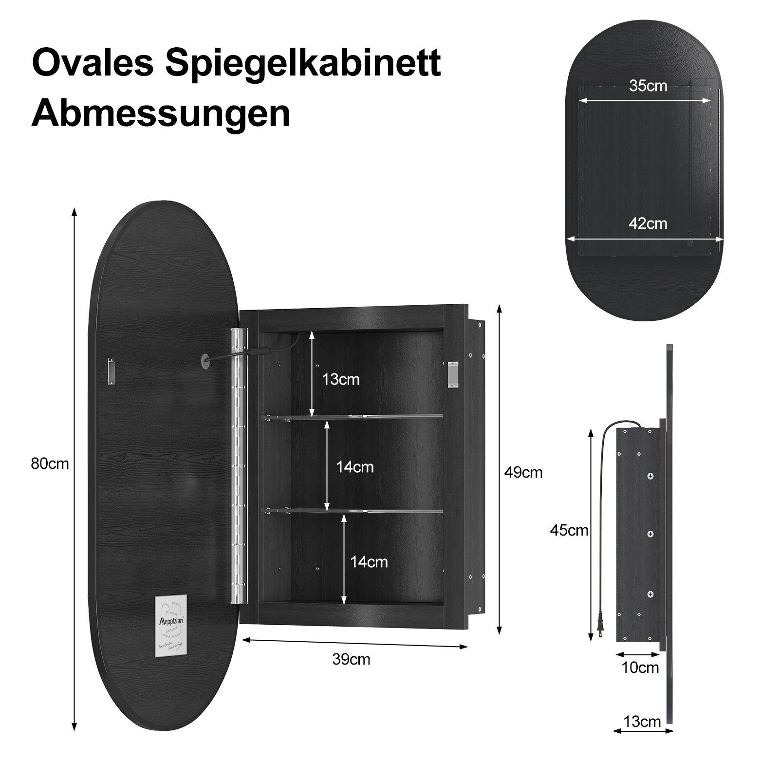 radelldar Badezimmerspiegelschrank oval mit Beleuchtung Spiegelschrank eing günstig online kaufen