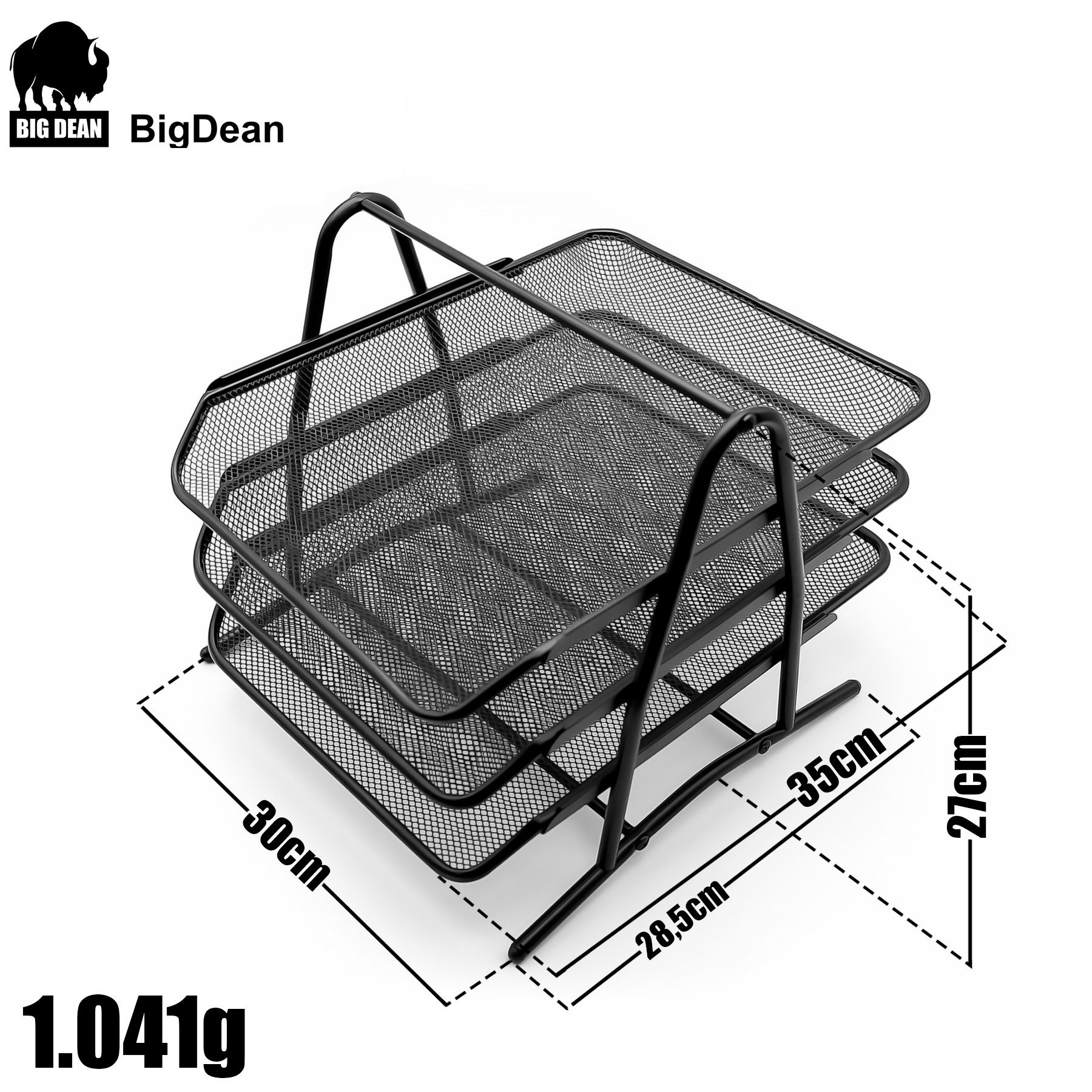 BigDean Briefablage Dokumentenablage ausziehbar schwarz Metall Briefablage mit 3 Fächer (Packung, 1-St., Ablage), Schreibtisch Ordnung, Papierablage