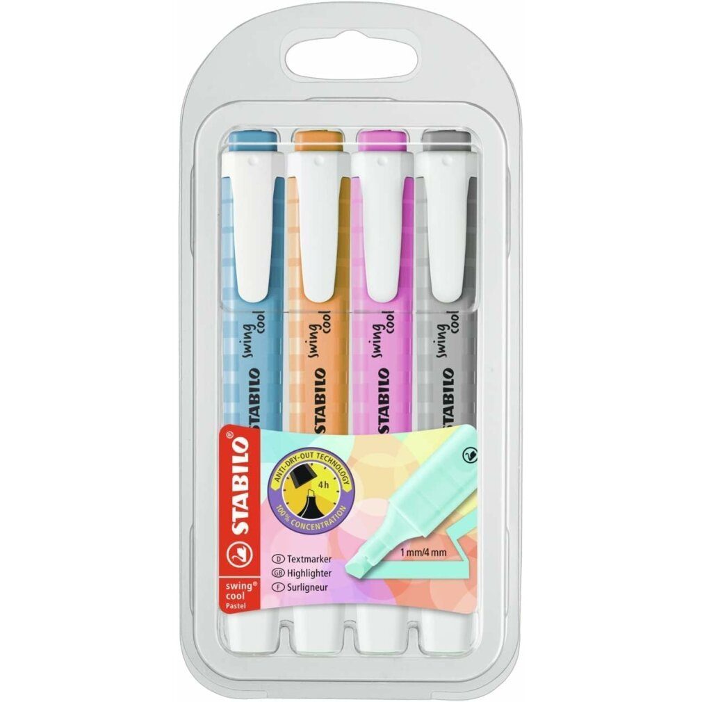 STABILO Marker Textmarker -Swing- cool Pastel 4er-Etui