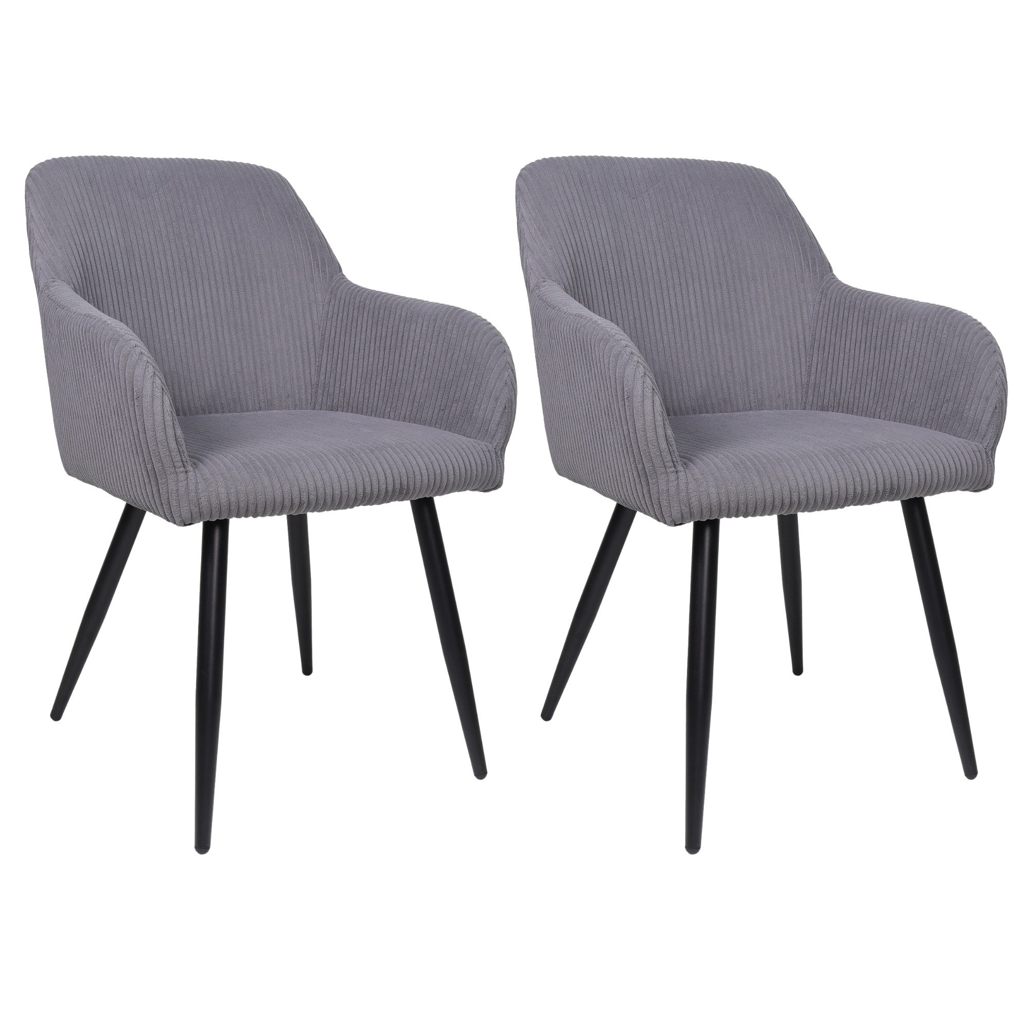 Albatros International Esszimmerstuhl Esszimmer Stühle 2 er Set SILA, Stuhl Stühle Esszimmerstühle, Küche (2er Set Grau, Cord Bezug), Küchenstuhl Küchenstühle Essstühle für den Esstisch Ess Stühle