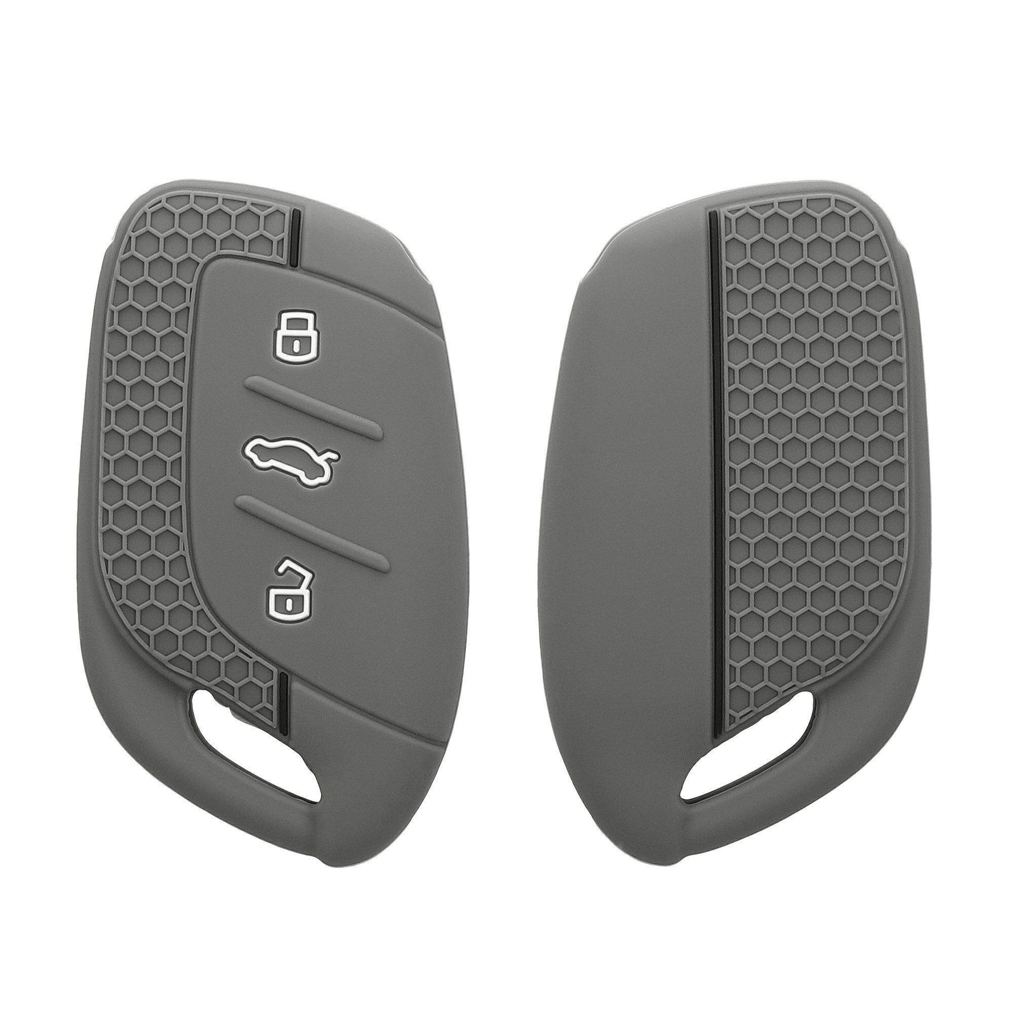 kwmobile Schlüsseltasche Autoschlüssel Silikon Hülle für MG 3-Tasten ZS MG4 MG5 MG6 (1-tlg), Schlüsselhülle aus Silikon - in Grau Schwarz