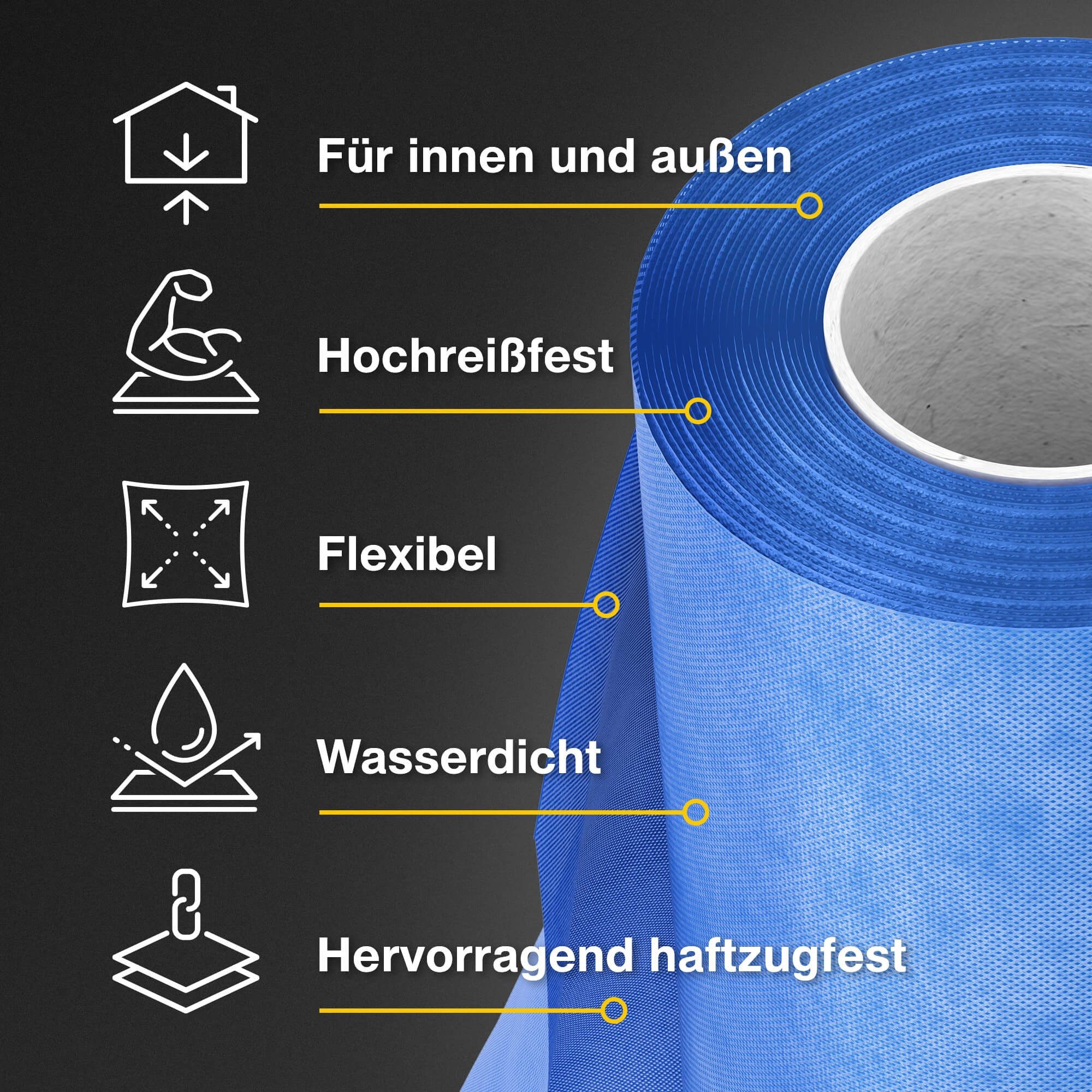 None Dichtungsband Dichtbahn 180m Rolle Abdichtbahn Entkopplungsmatte, Die Dichtbahn ist UV-, alterungs-, pilz- und schimmelbeständig.