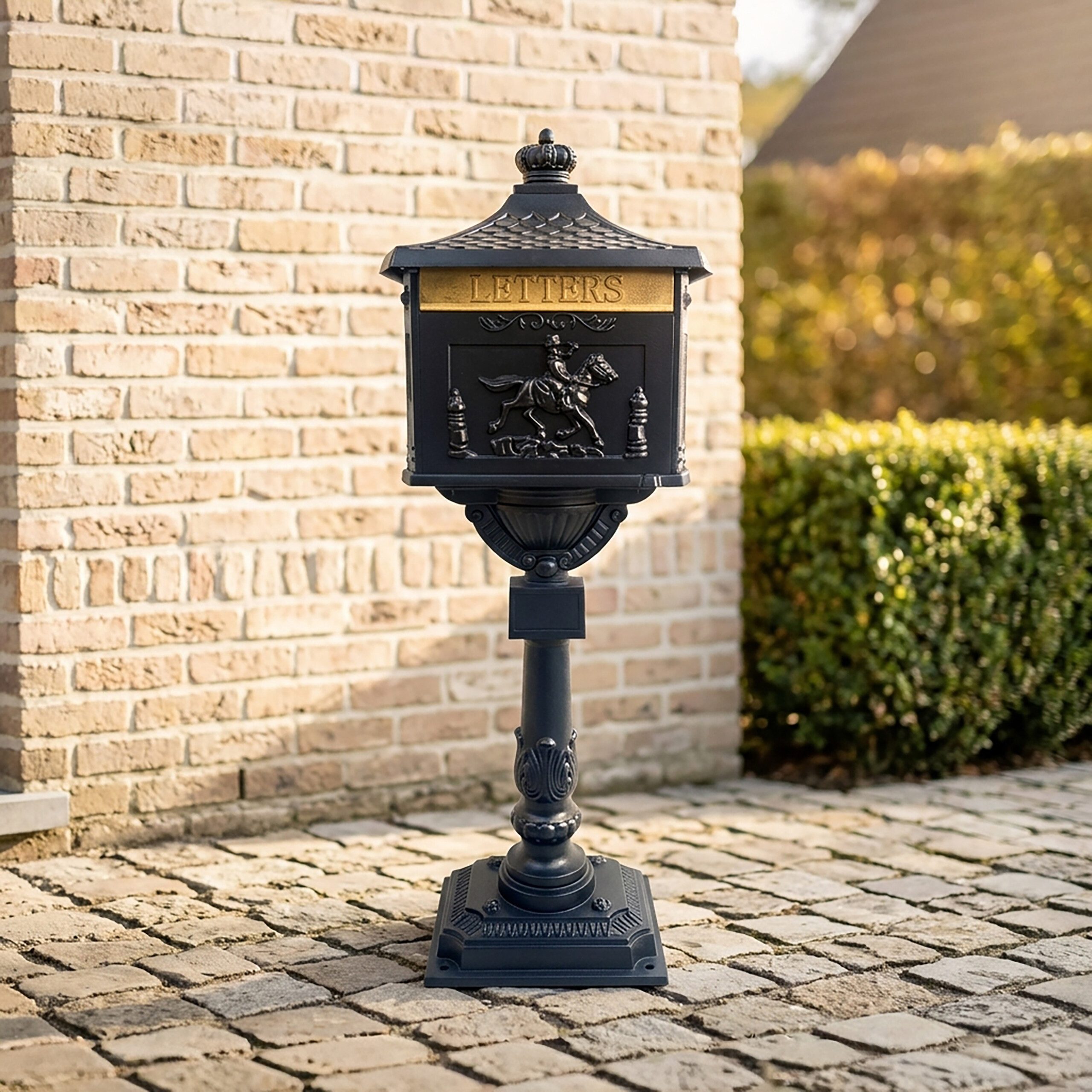 relaxdays Standbriefkasten Antik, schwarz