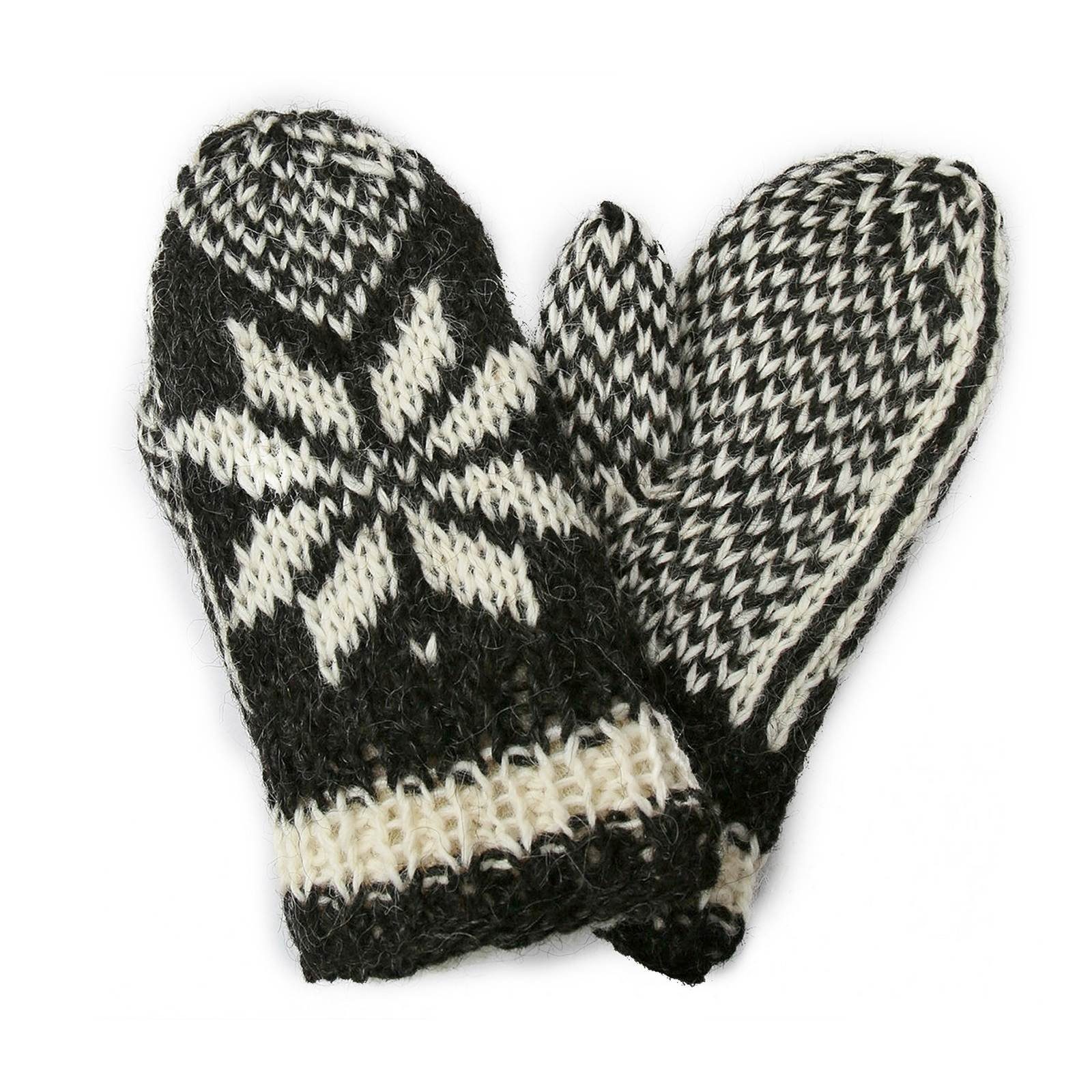 Hollert Strickhandschuhe Handgestrickte Fausthandschuhe gefüttert Stern Modell 1