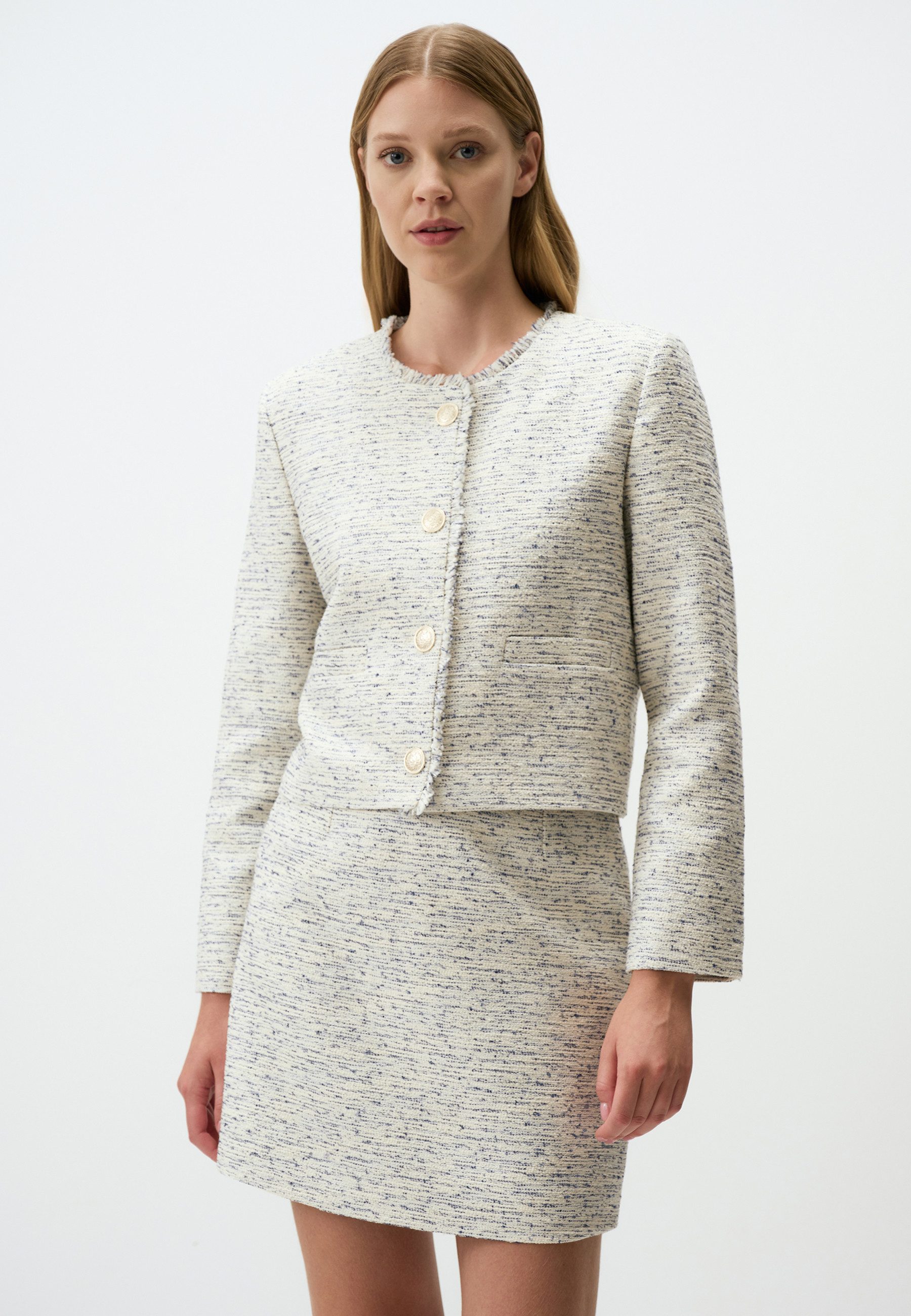 Minirock Fransiger Saum Tweed Minirock
