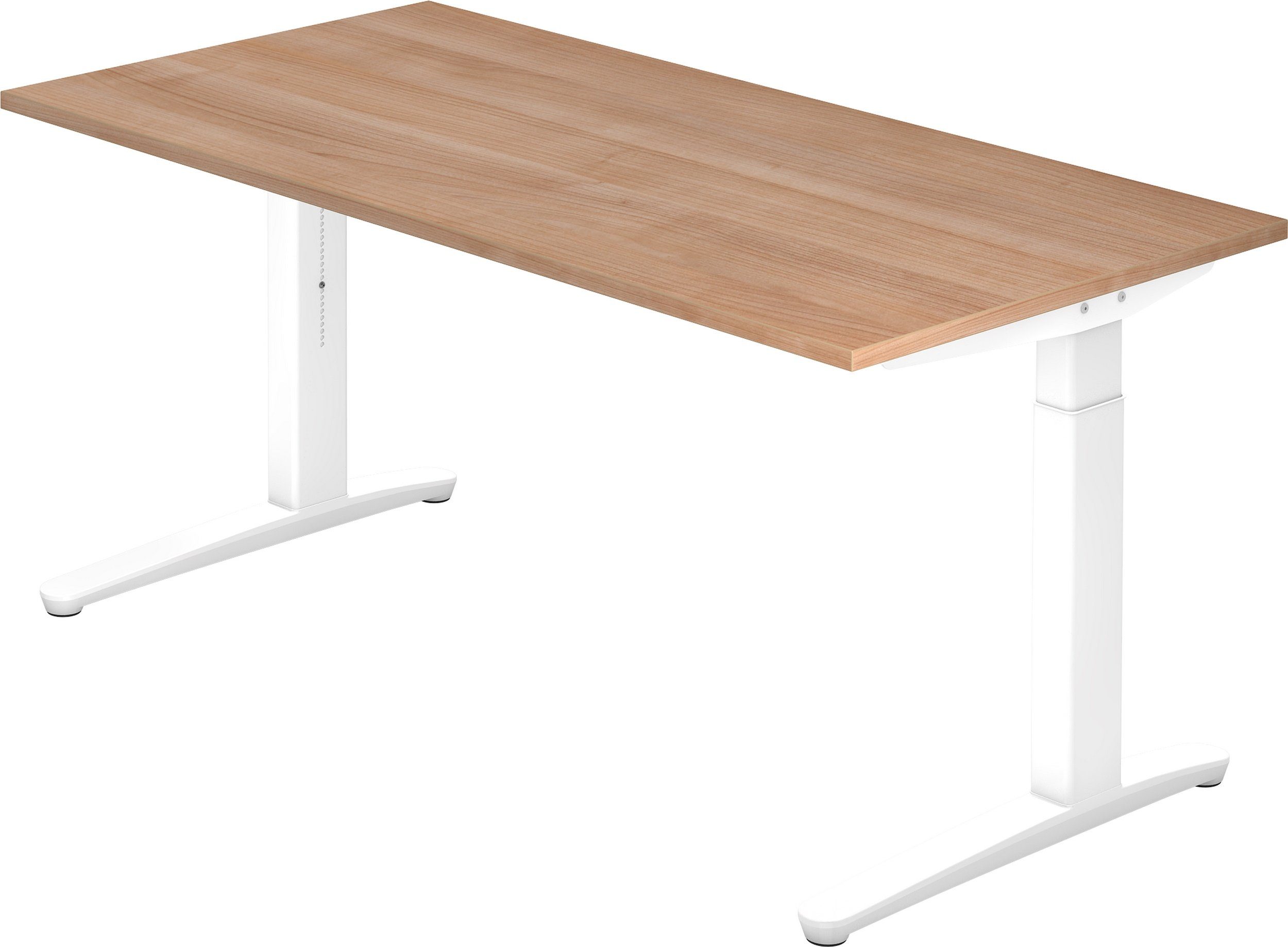 bümö Schreibtisch Schreibtisch Serie-XB, Rechteck: 160 x 80 cm - Dekor: Nussbaum - Gestell: Weiß