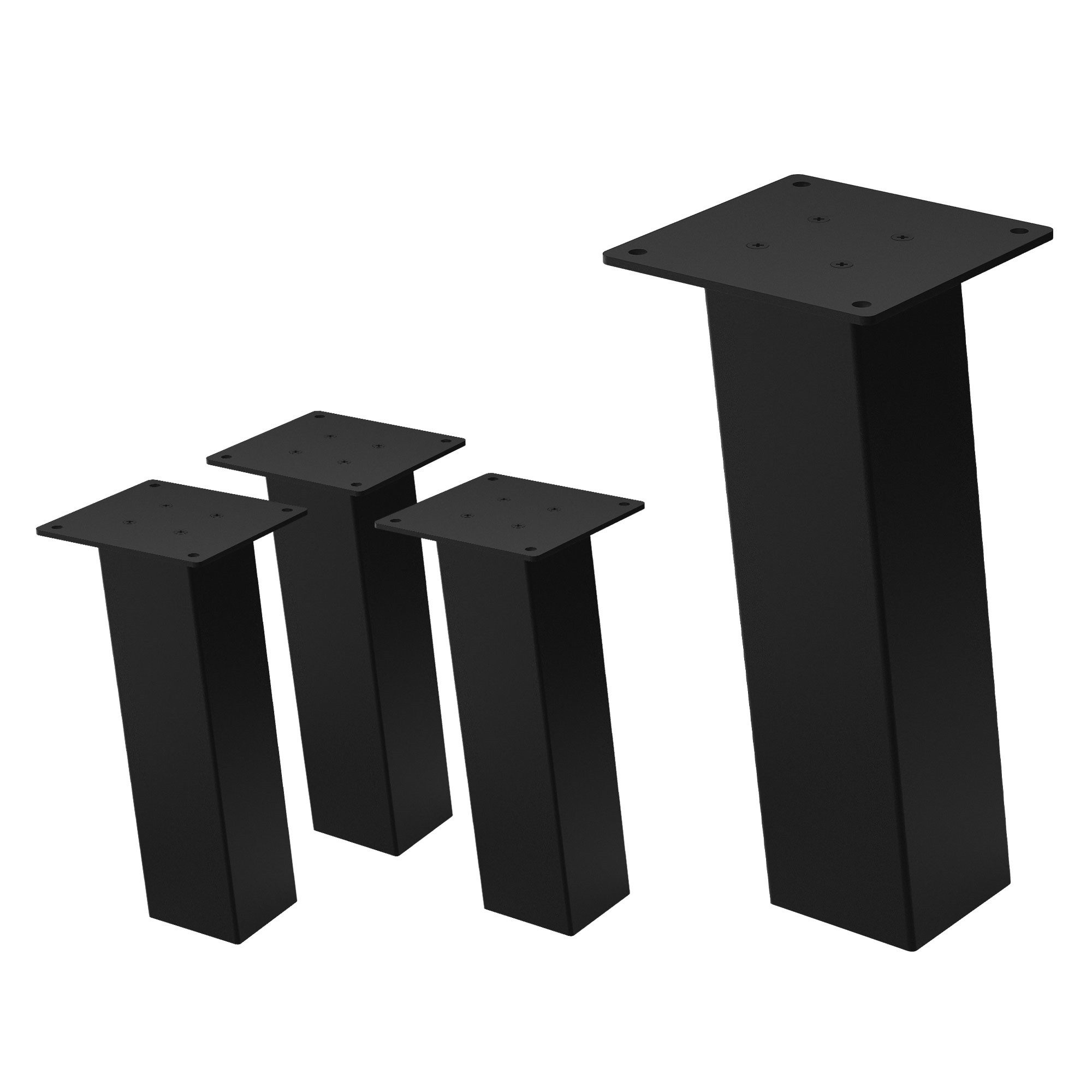 ML-DESIGN Tischbein 4er Set Tischbeine schräg Möbelfüße und Tischgestell aus Stahl I-Form, Bankkufen I-Design 30cm Schwarz glänzend Möbelbeine 96° Neigung