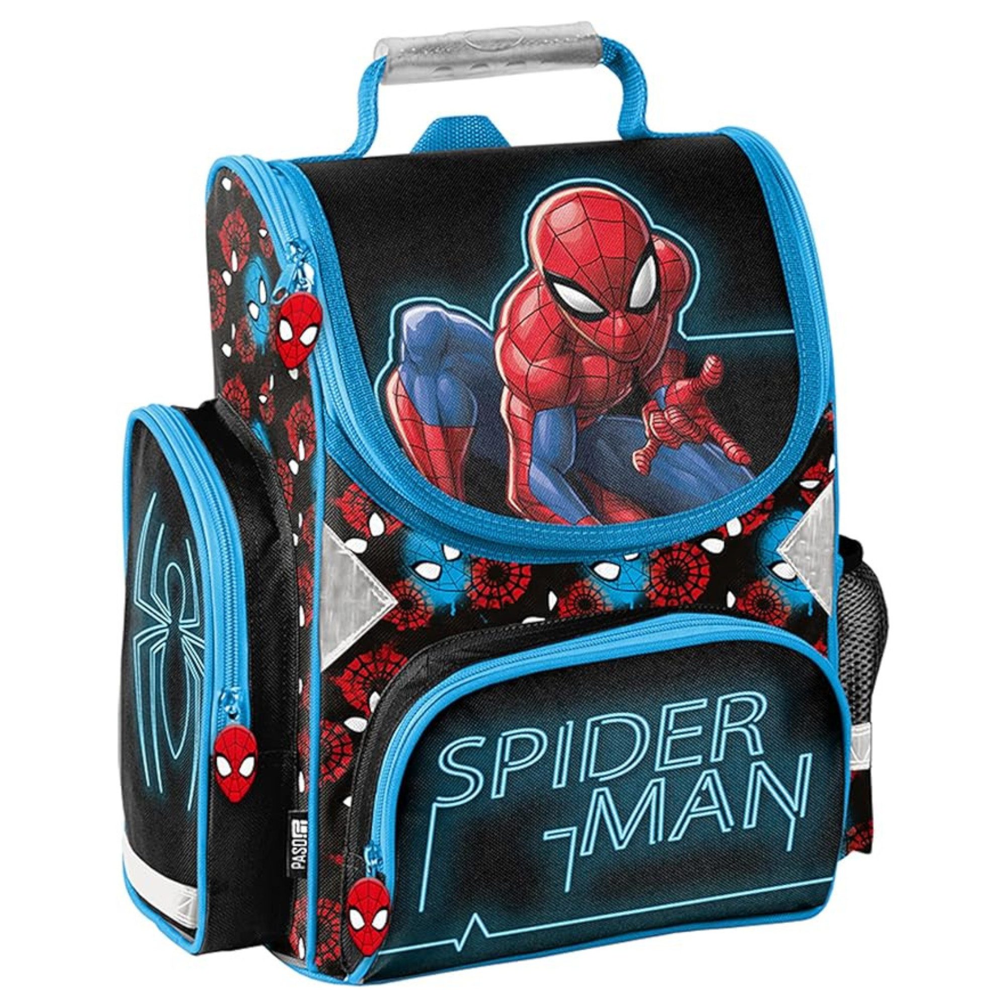 GOLDKIDS Schulranzen Spiderman ergonomischer Ranzen Turnbeutel (Federmappe Aufgabenheft, 1-tlg., für die Grundschule 4er Set), Lizenzartikel Marvel Spiderman Spider-man Comics