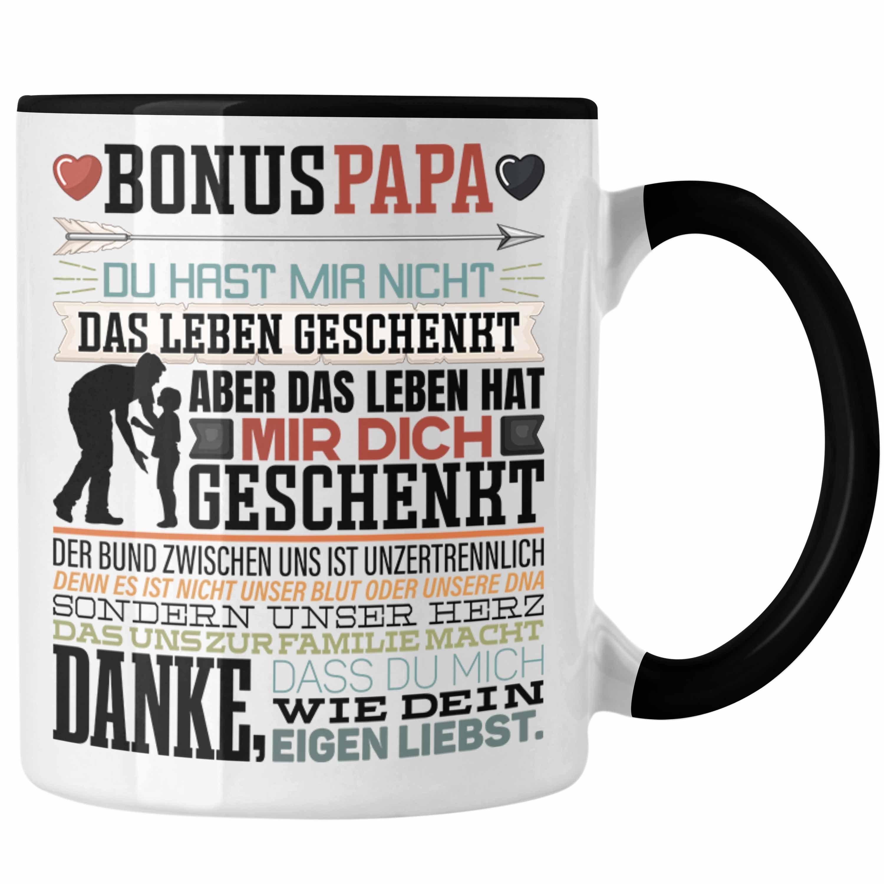 Trendation Tasse Bonus Papa Tasse Stiefvater Geschenk Stiefvater Vatertag Lustiger Spr Schwarz