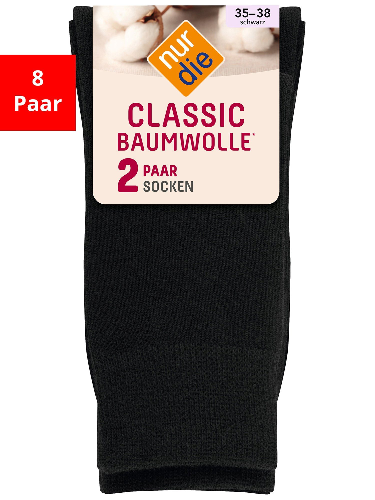 Nur Die Freizeitsocken Classic Baumwolle (8-Paar) schwarz