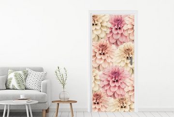 MuchoWow Türtapete Blumen - Rosa - Weiß - Natur, Matt, bedruckt, (1 St), Fototapete für Tür, Türaufkleber, 75x205 cm