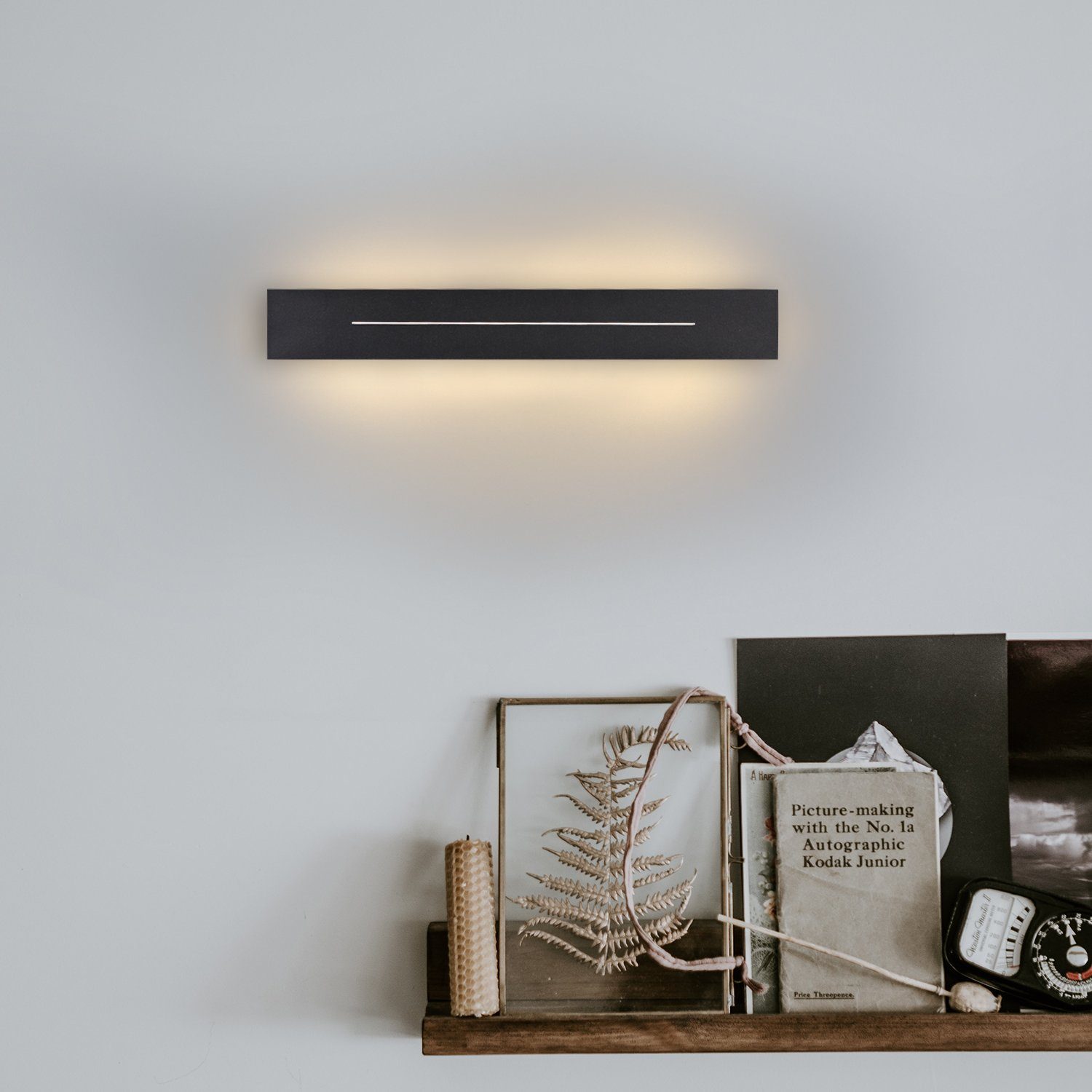 ZMH LED Wandleuchte Wandlampe warmweiß, 60cm LED innen fest weiß/schwarz 30cm Schwarz 30cm 100cm, integriert
