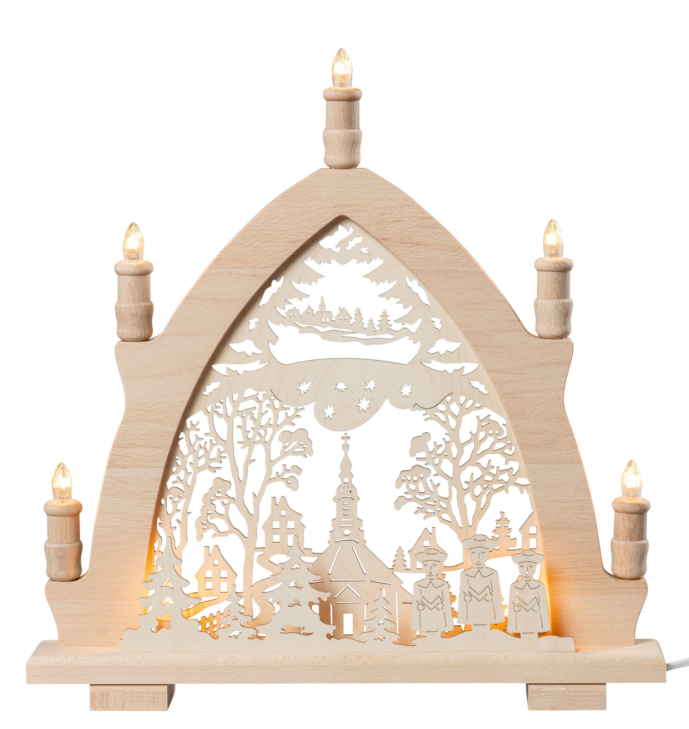 SAICO Original LED Schwibbogen Lichterspitze, Seiffener Kirche, Premium LED-Beleuchtung, warmweiß, BxHxT: 41x43x6 cm