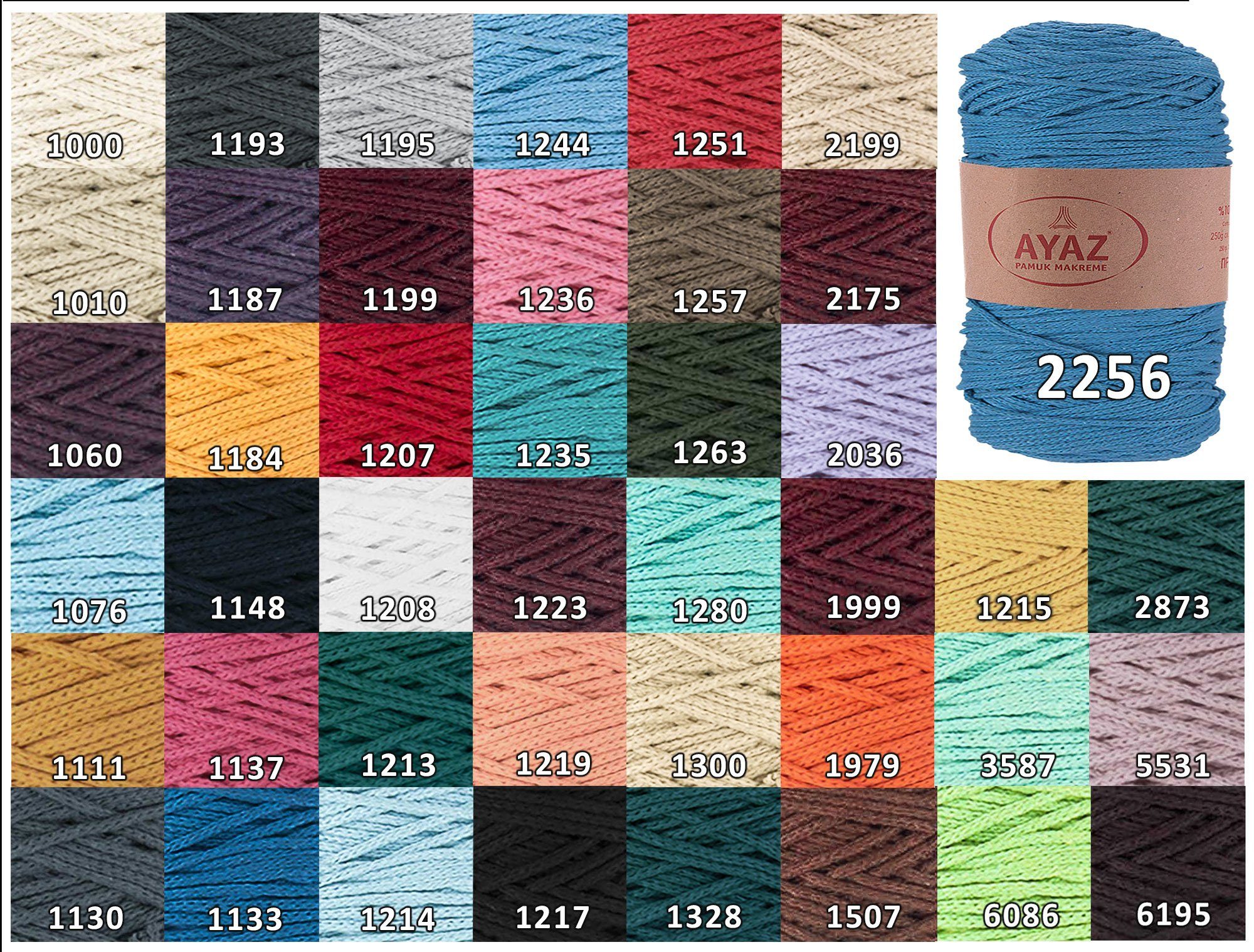 AYAZ 4 x 250g Strickgarn Pamuk Makrame Häkelwolle, Farbmix – Bild 4 von 4
