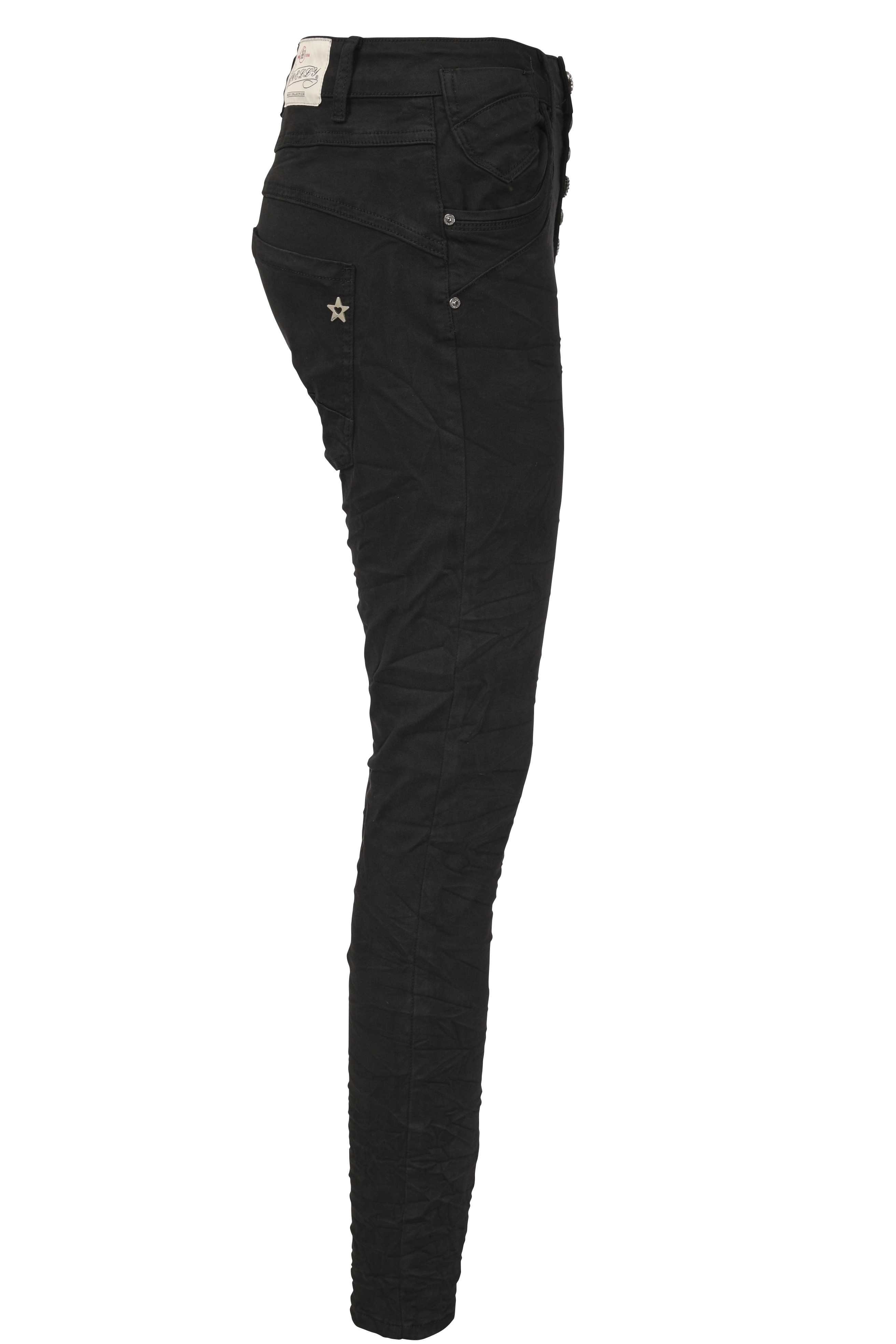 Stretch Five-Pocket Crash-Look Schwarz Jewelly Regular-fit-Jeans Jeans im