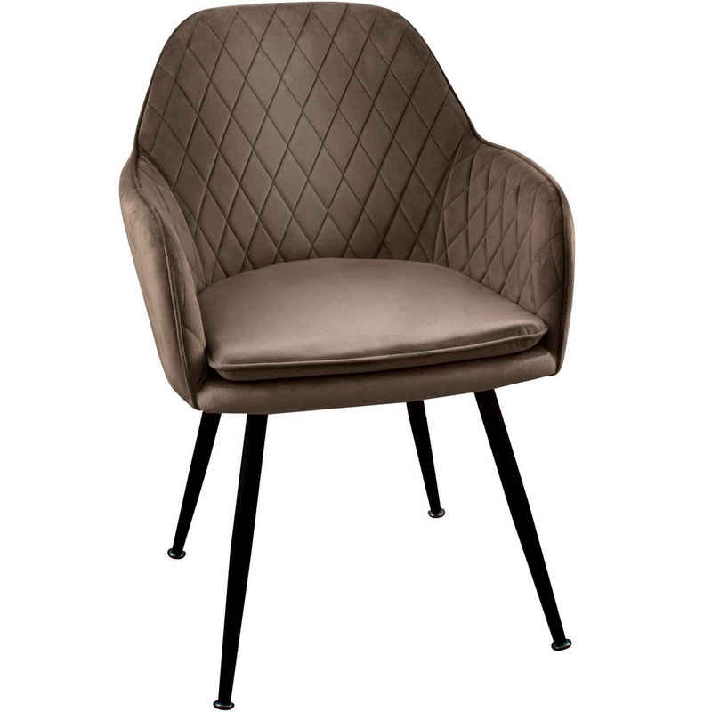 TRISENS Polsterstuhl »Elara« (einzeln oder im Doppelpack, 1 St), Esszimmerstühle Design Stuhl mit Arm-Rücklehne Wohnzimmerstuhl Polsterstuhl Samt