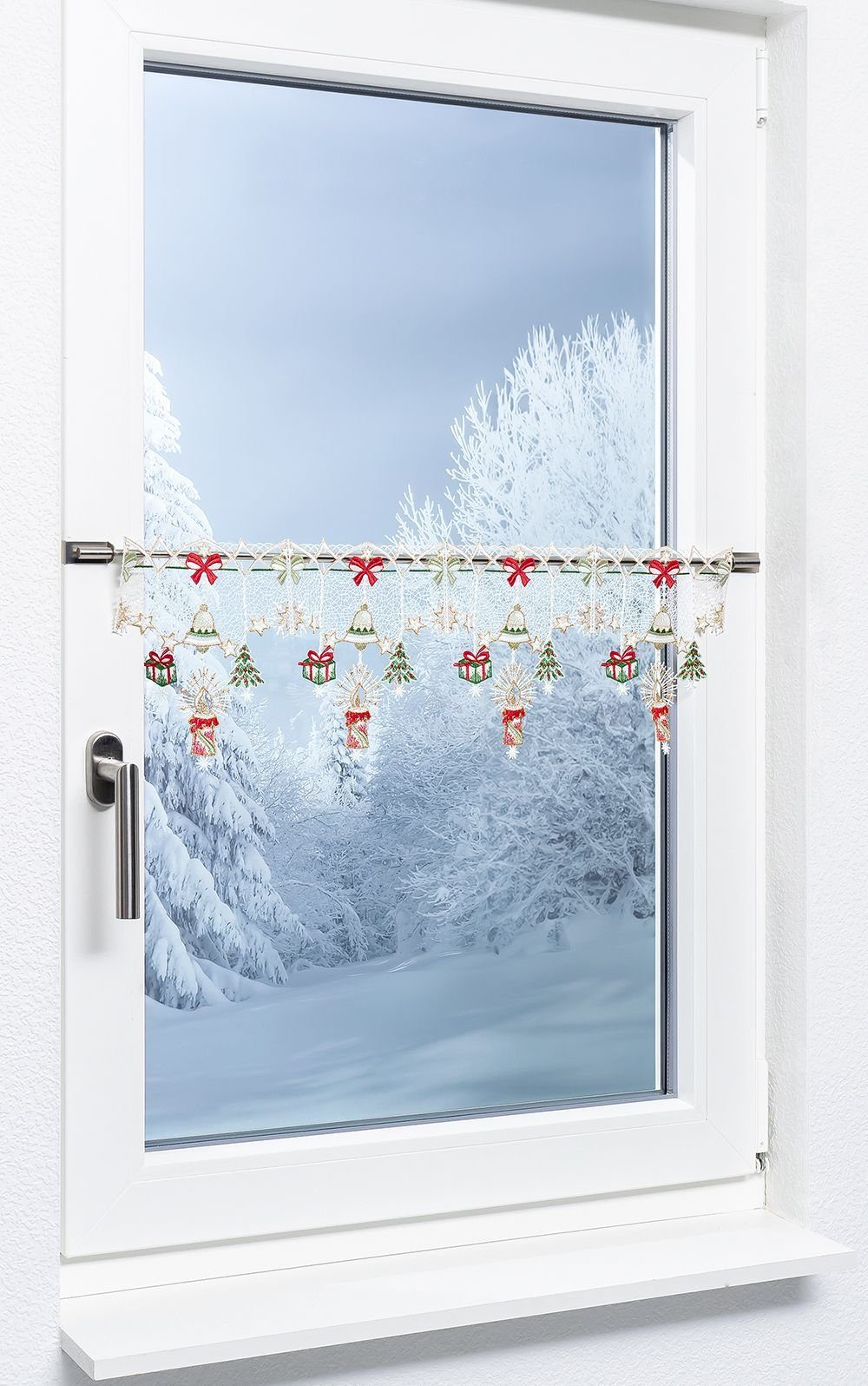 Plauener Spitze® Scheibengardine Weihnachtsdeko (1 St), transparent, HxB 20 günstig online kaufen