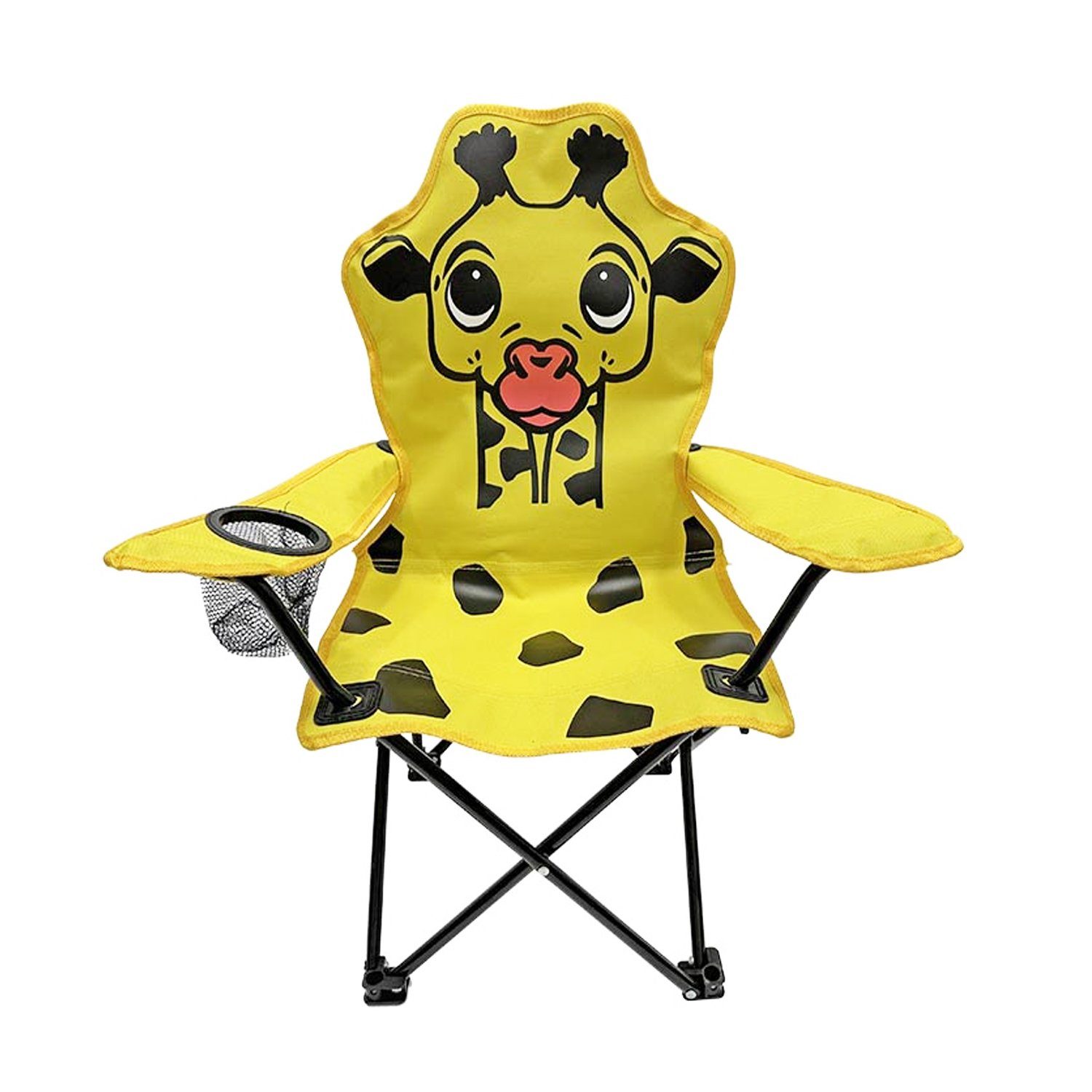 Mojawo Klappstuhl Kinder Anglersessel Gelb mit Getränkehalter und Tasche Motiv Giraffe – Bild 3 von 5