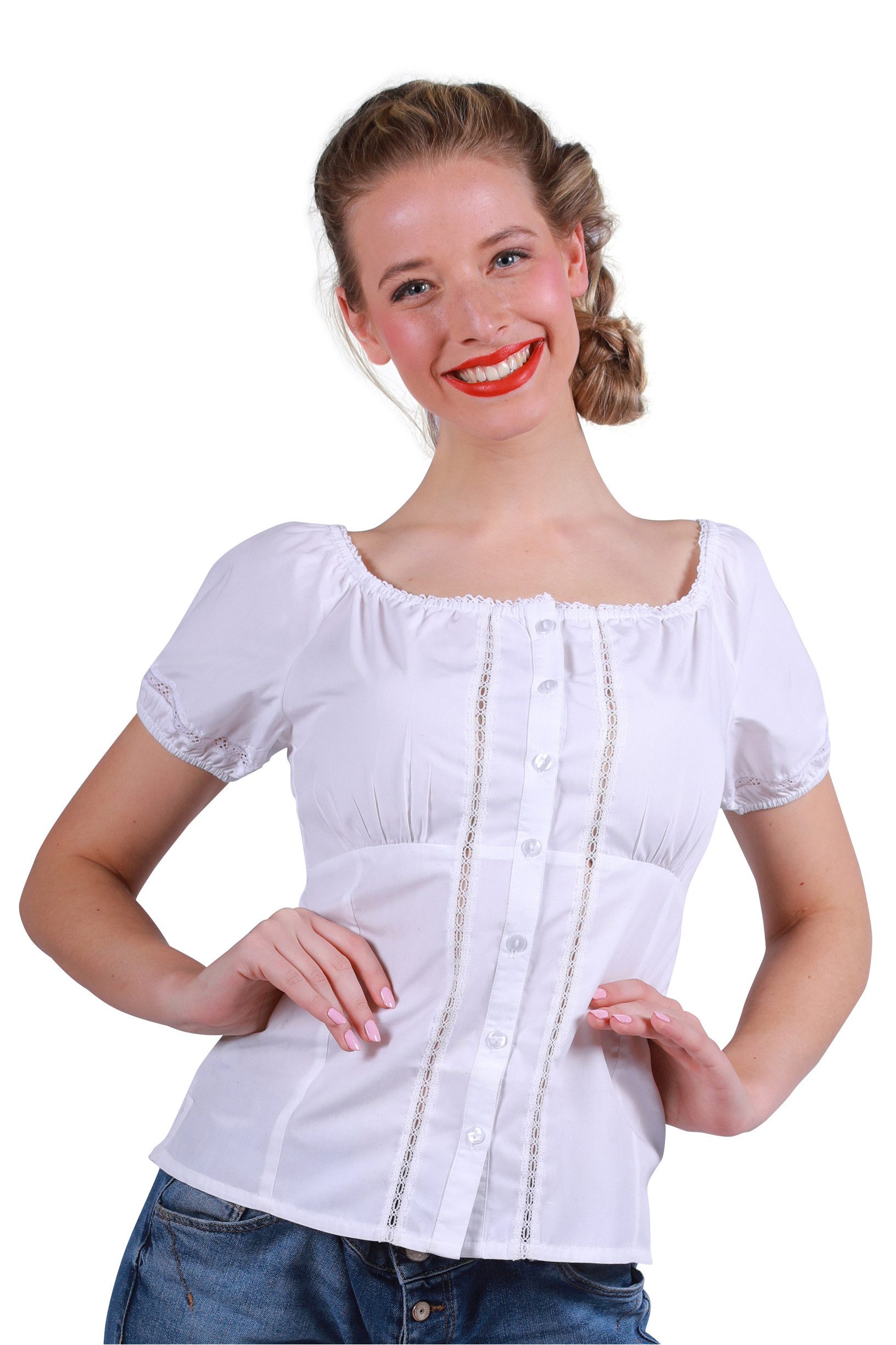 Trachten-Kostüm Dirndl Bluse Dirndlbluse Oktoberfest Wiesn Wasn Trachtenbluse