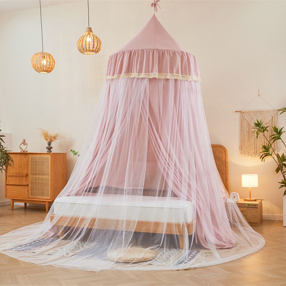 BTTO Betthimmel Runde Doppelbett Betthimmel Baldachin Kinderzimmer Betthimmel Babybett, Saumlänge ca. 270cm Moskitonetz Insektenschutz,Aufbewahrungstasche – Bild 4 von 5