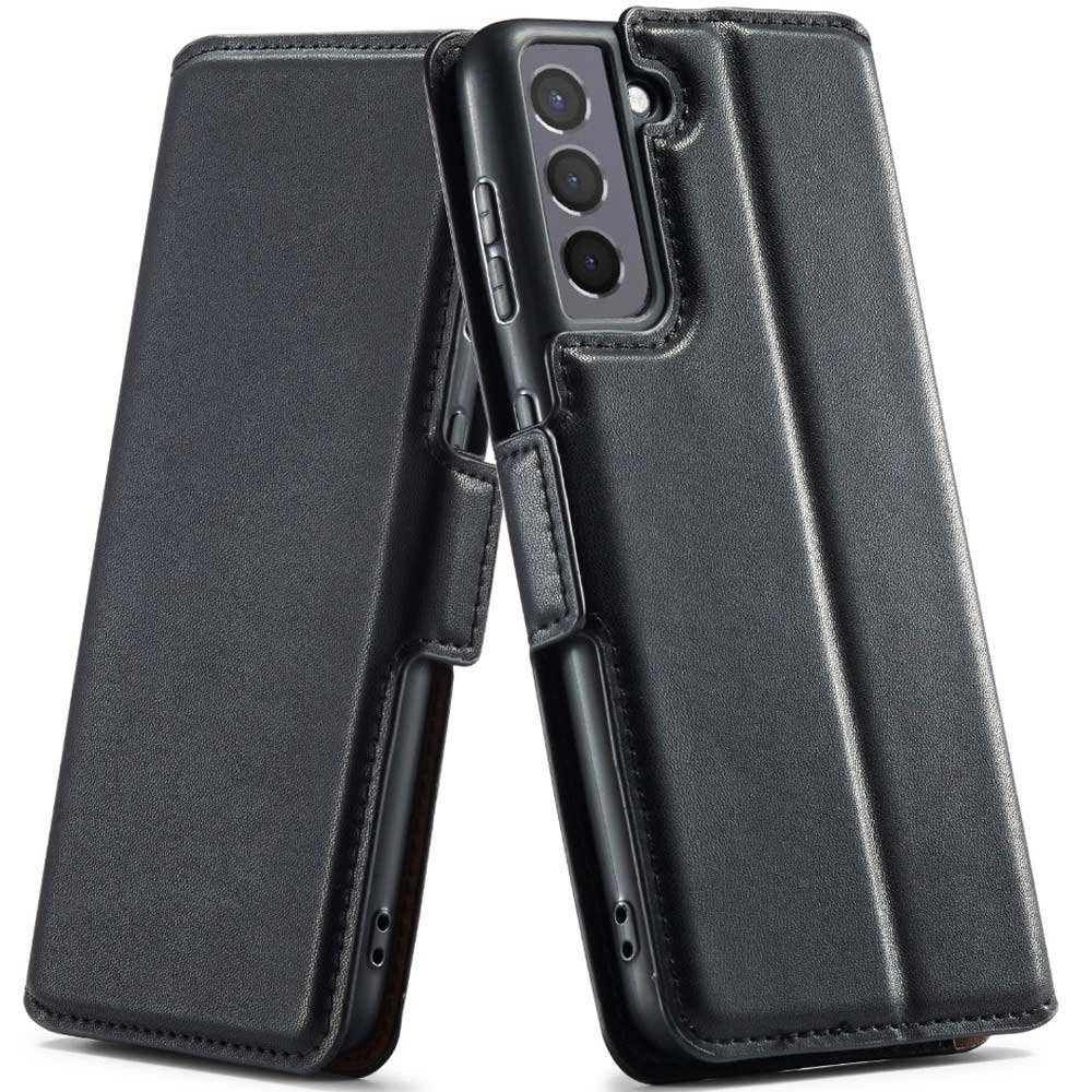FITSU Handyhülle Flipcase für Samsung Galaxy S21 FE Handytasche Schwarz, Schlanke Handyhülle mit Geld- bzw. Kartenfach und Standfunktion