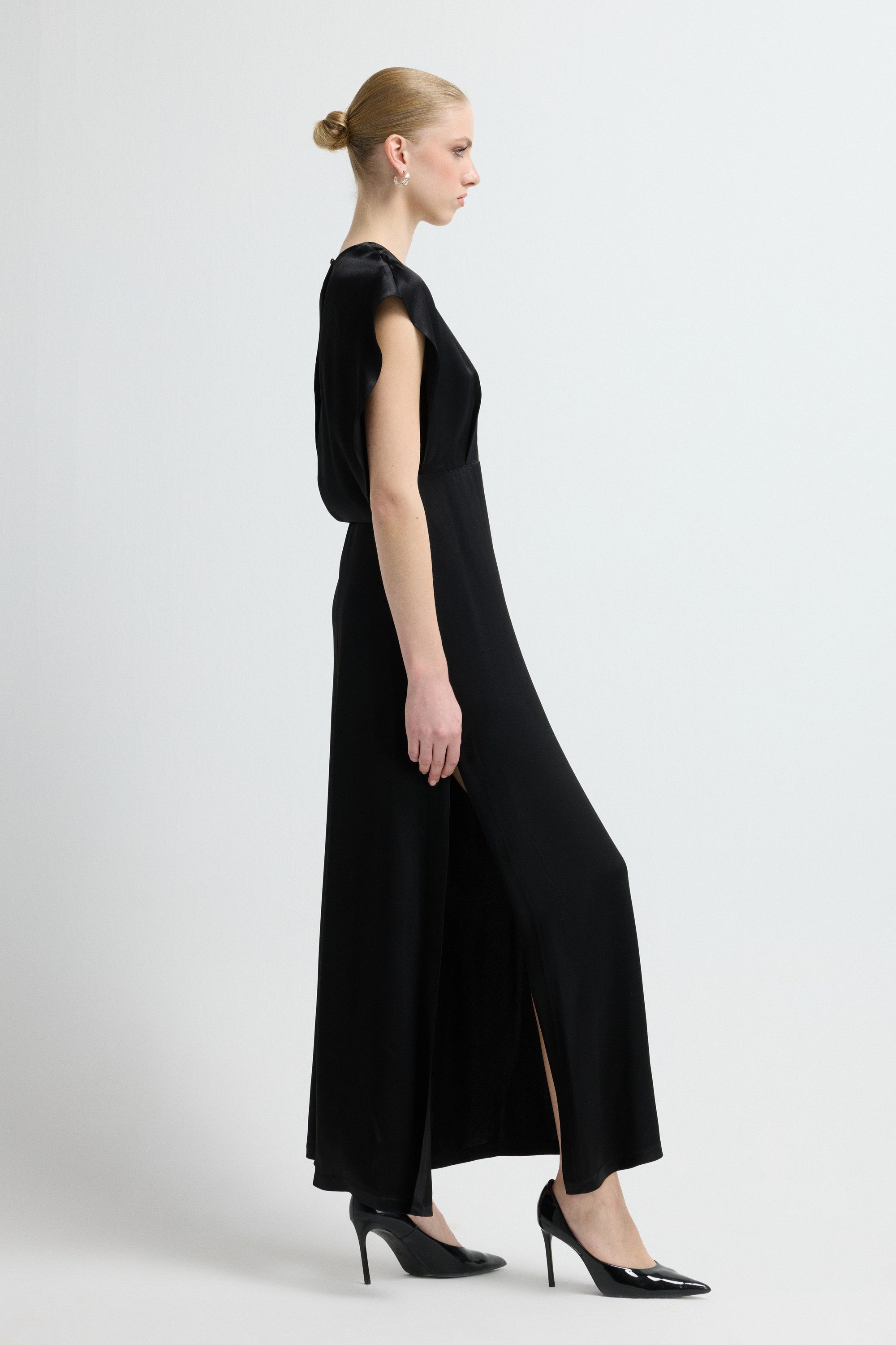 adL Abendkleid Maxikleid mit Flügelärmeln und Schlitz