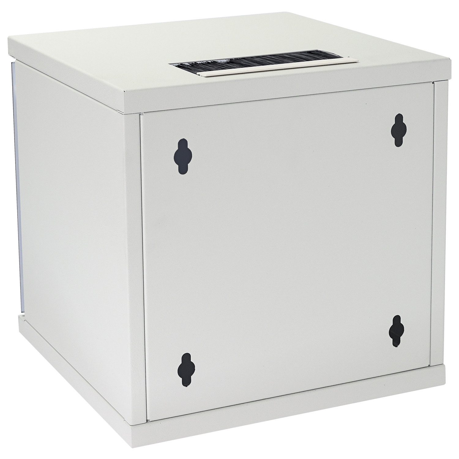 HMF Serverschrank Netzwerkschrank, Serverschrank 10 Zoll, 6 HE, 300 mm Tiefe, Voll montiert, Glastür, Lichtgrau