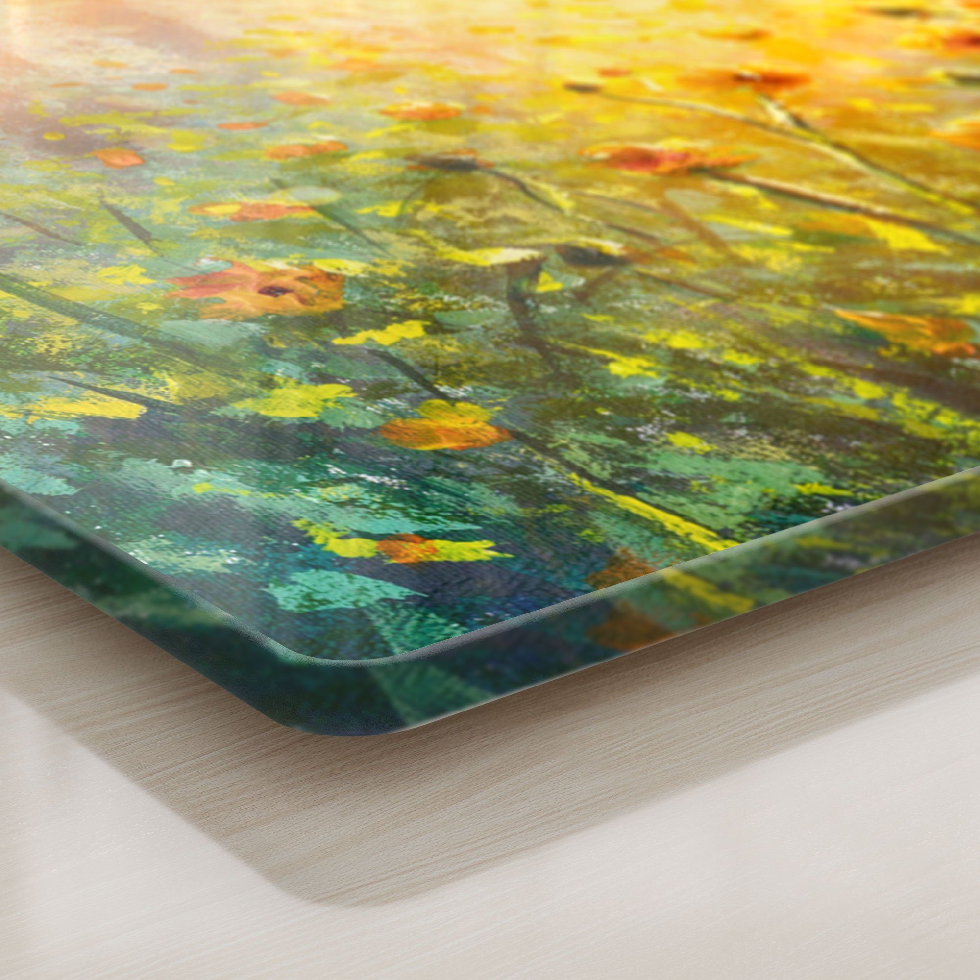Schneidebrett Schneideplatte Platte DEQORI Glas, Monet-Stil', 'Blumenwiese Frühstücksbrett im