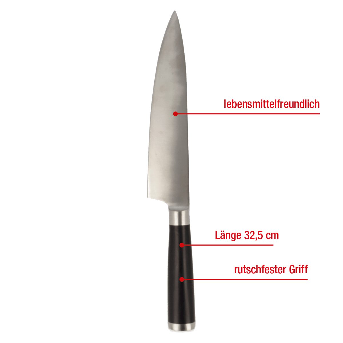 EUROHOME Universalmesser Edelstahl Schneidemesser scharf mit rutschfestem Kunststoffgriff, (1 St., Messer 32,5 cm lang), Universalmesser Küche - Edelstahlmesser scharf