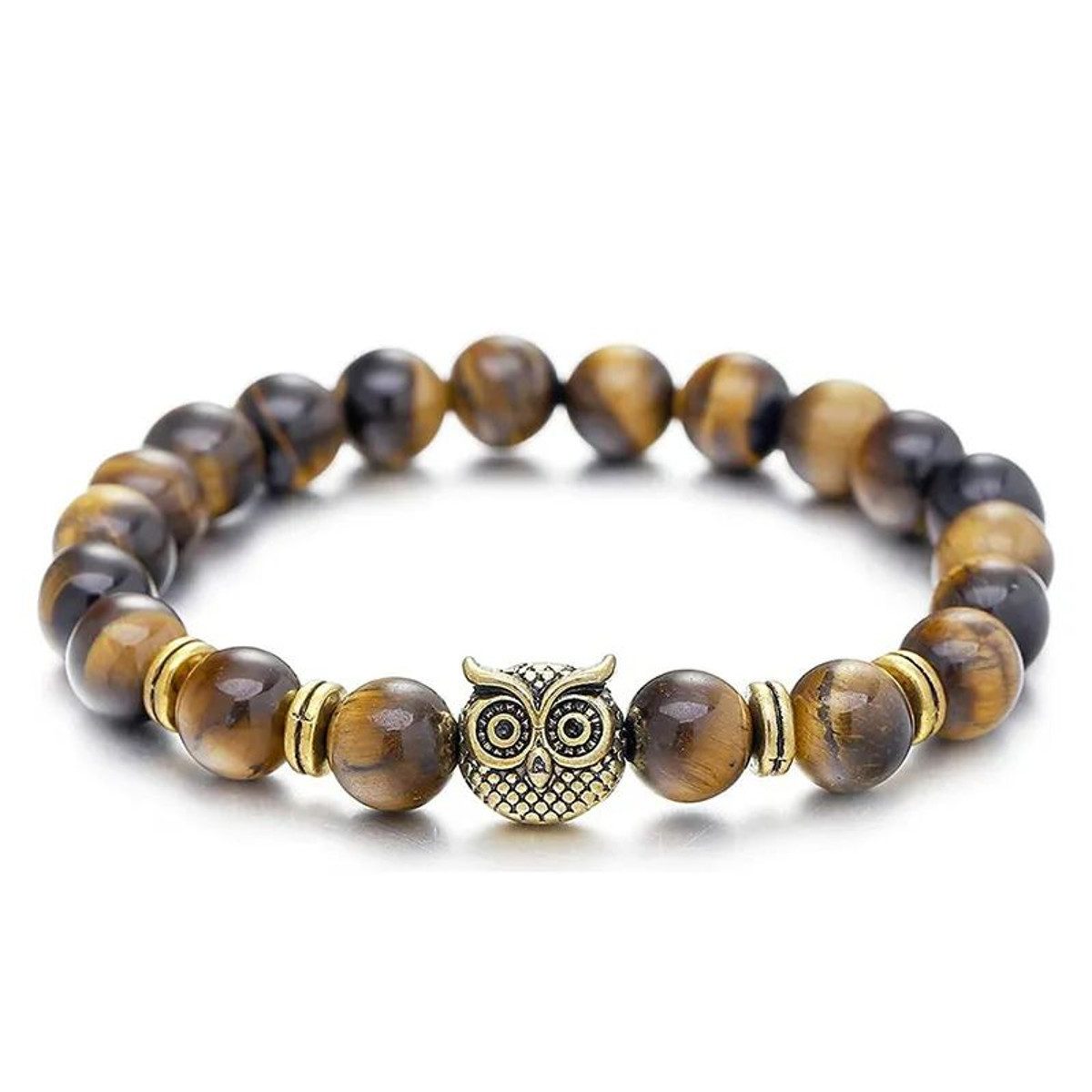 KARMA Perlenarmband Armband Damen Eule Braun, Weiß od. Schwarz Natursteine günstig online kaufen