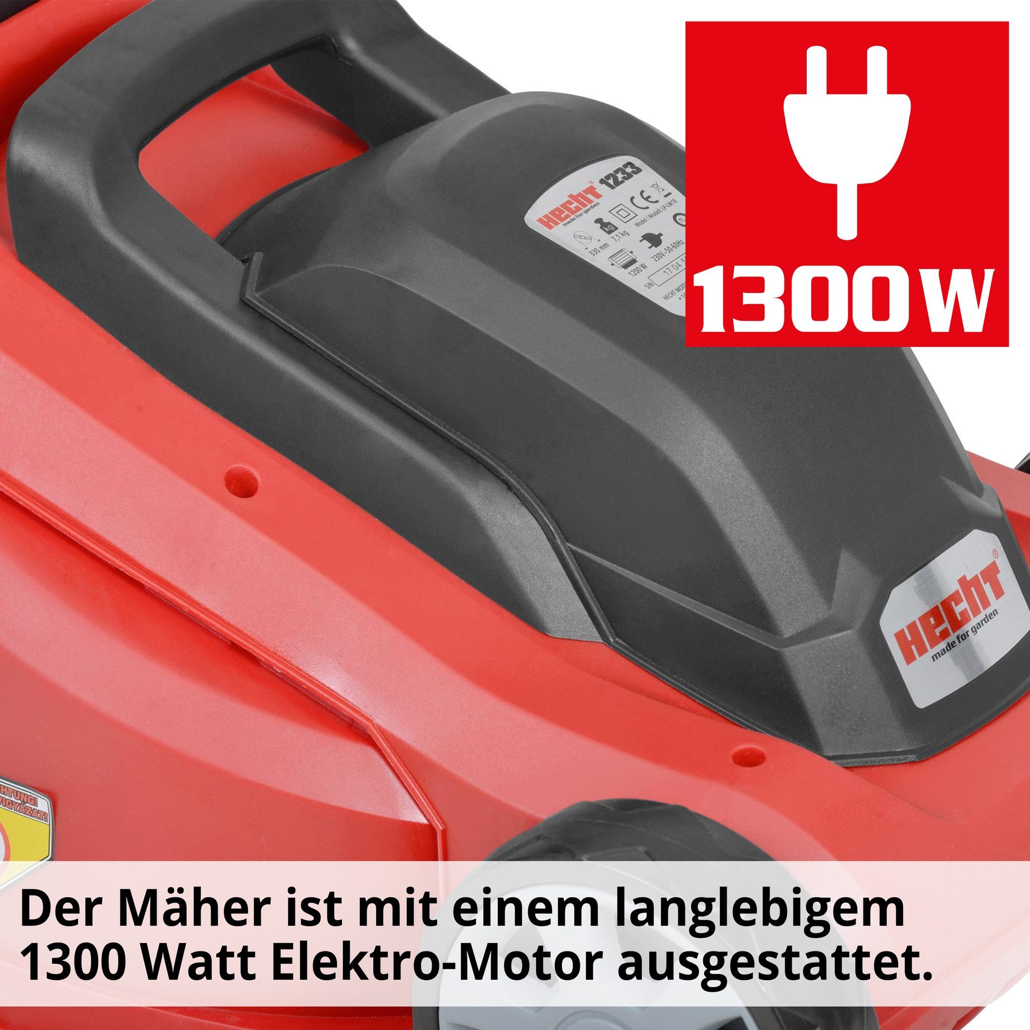 Hecht Elektrorasenmäher 1300W, 30L Fangkorb, 3-stufige günstig online kaufen