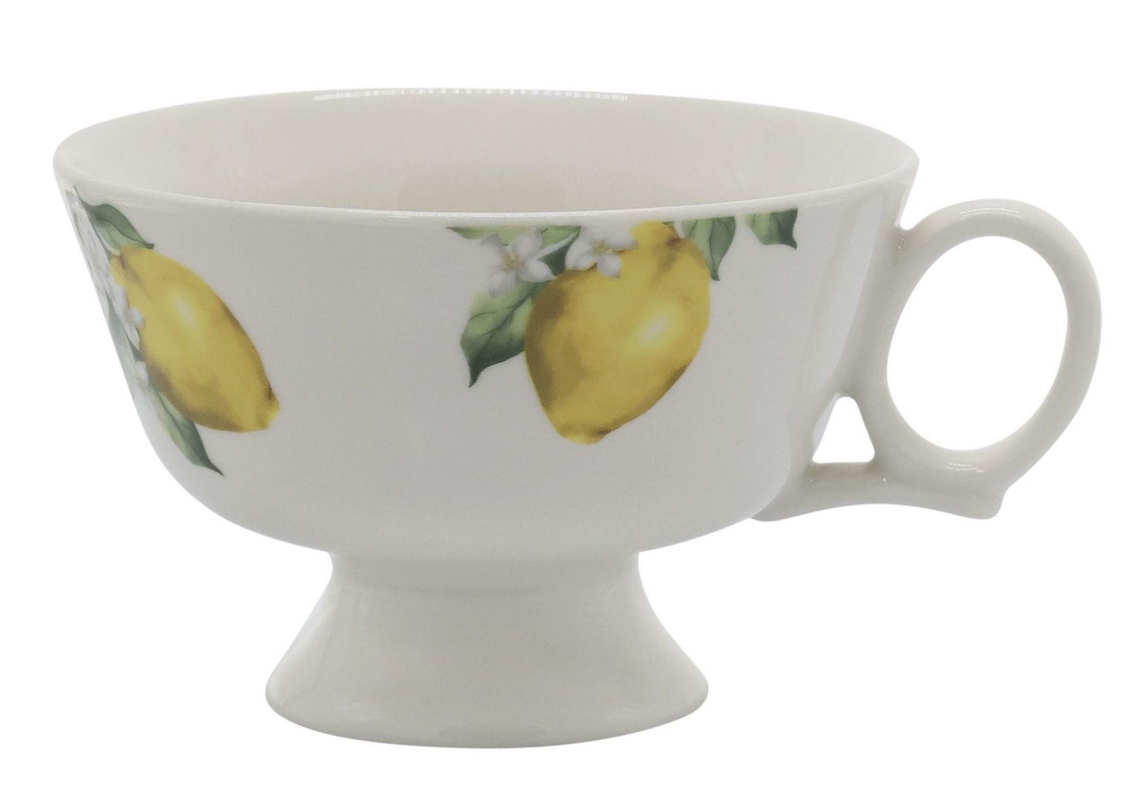 Chic Antique Tasse Chic Antique - Tasse Kaffeetasse auf Fuß 310 ml Porzellan Zitronen, Porzellan