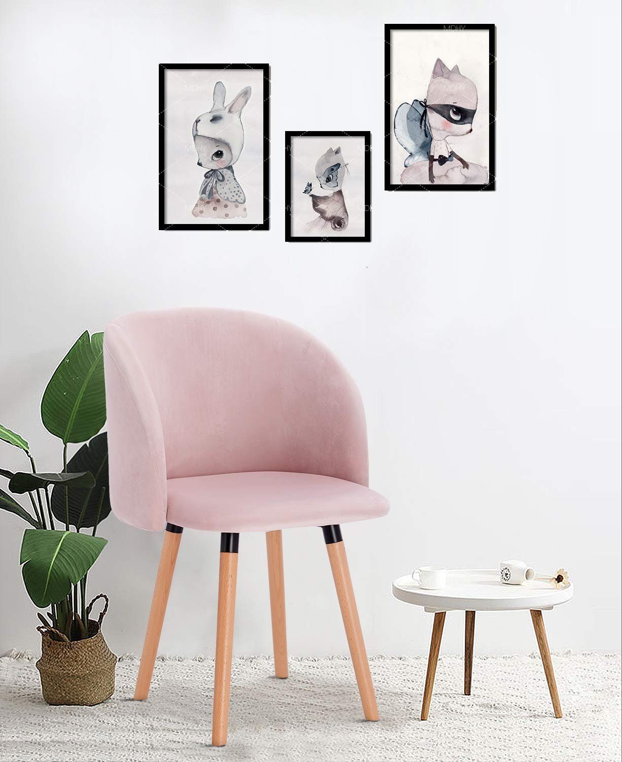 Woltu Esszimmerstuhl (2 St), mit Armlehne, aus Samt, Gestell aus Massivholz günstig online kaufen